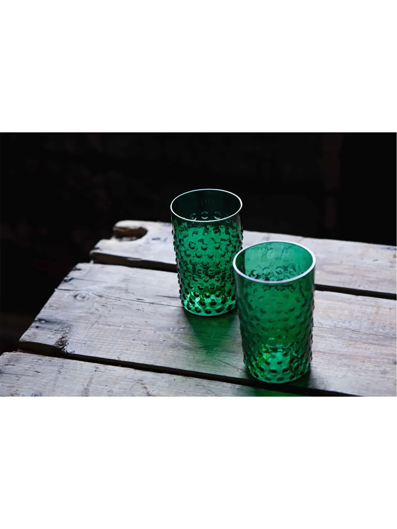 Hobnail Tumblers Set of 2 - Dark Green, Glass
