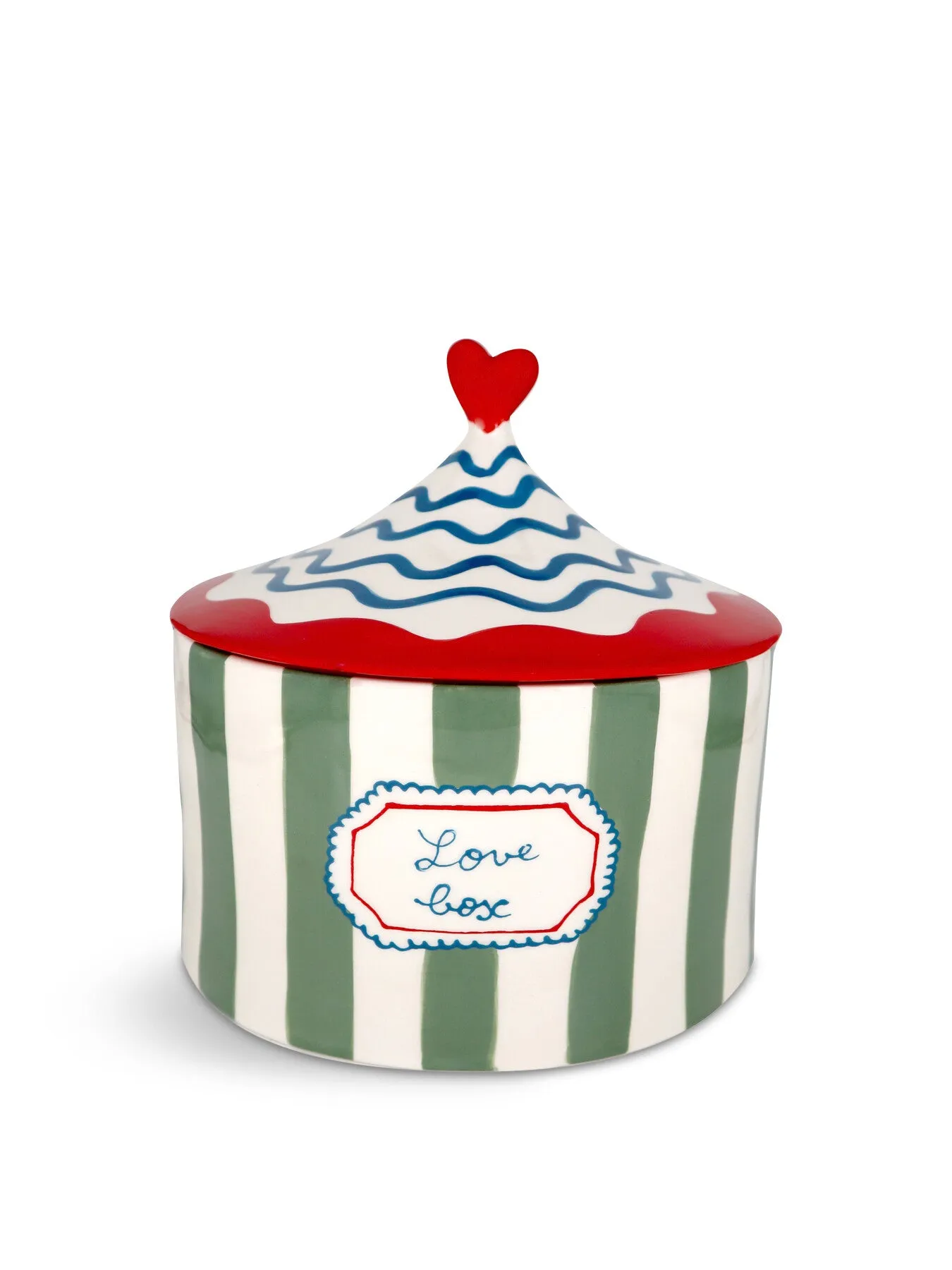 Ceramic Love Box - Khaki and Red image