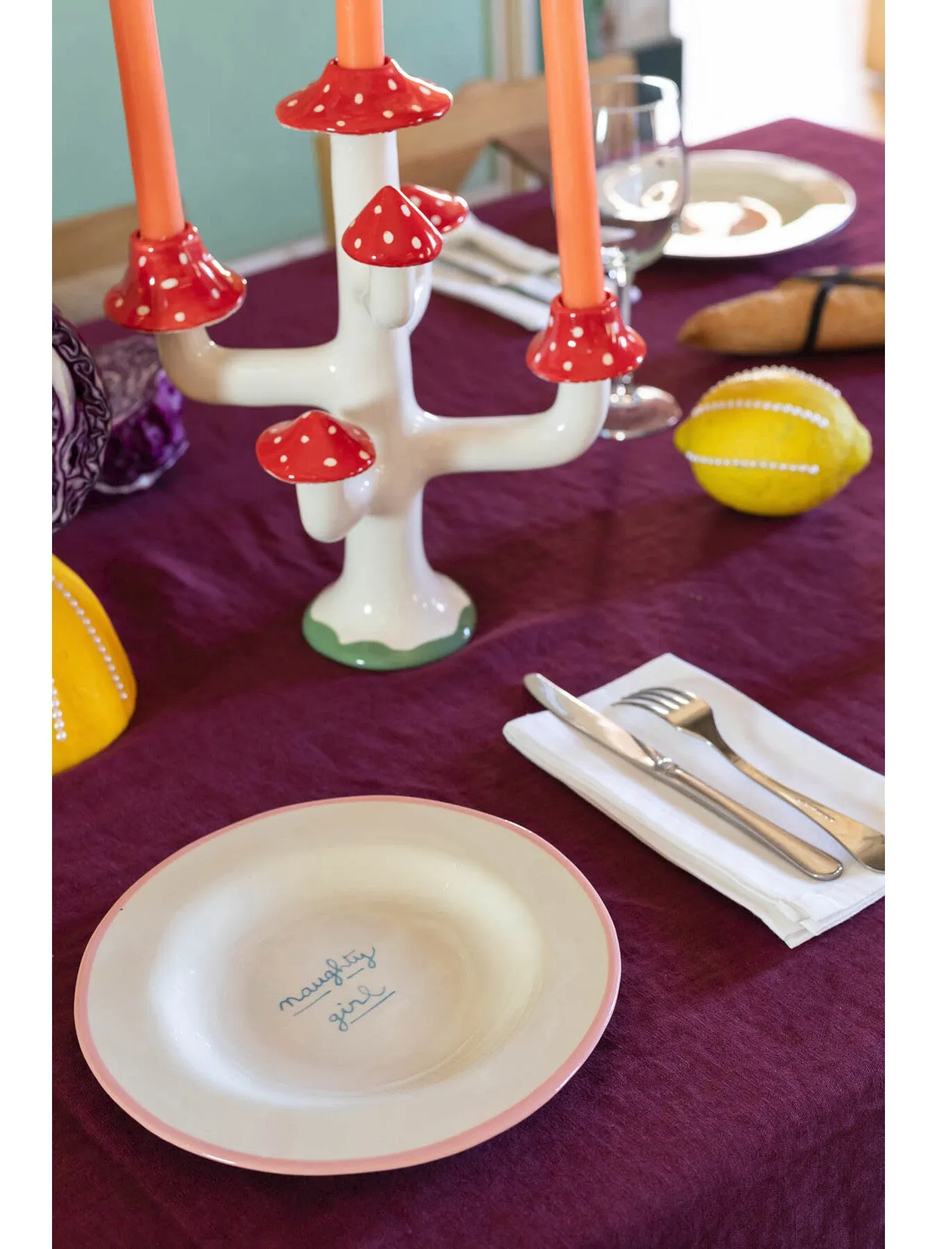 Dessert Plate with Hand-Painted Design - Ceramic