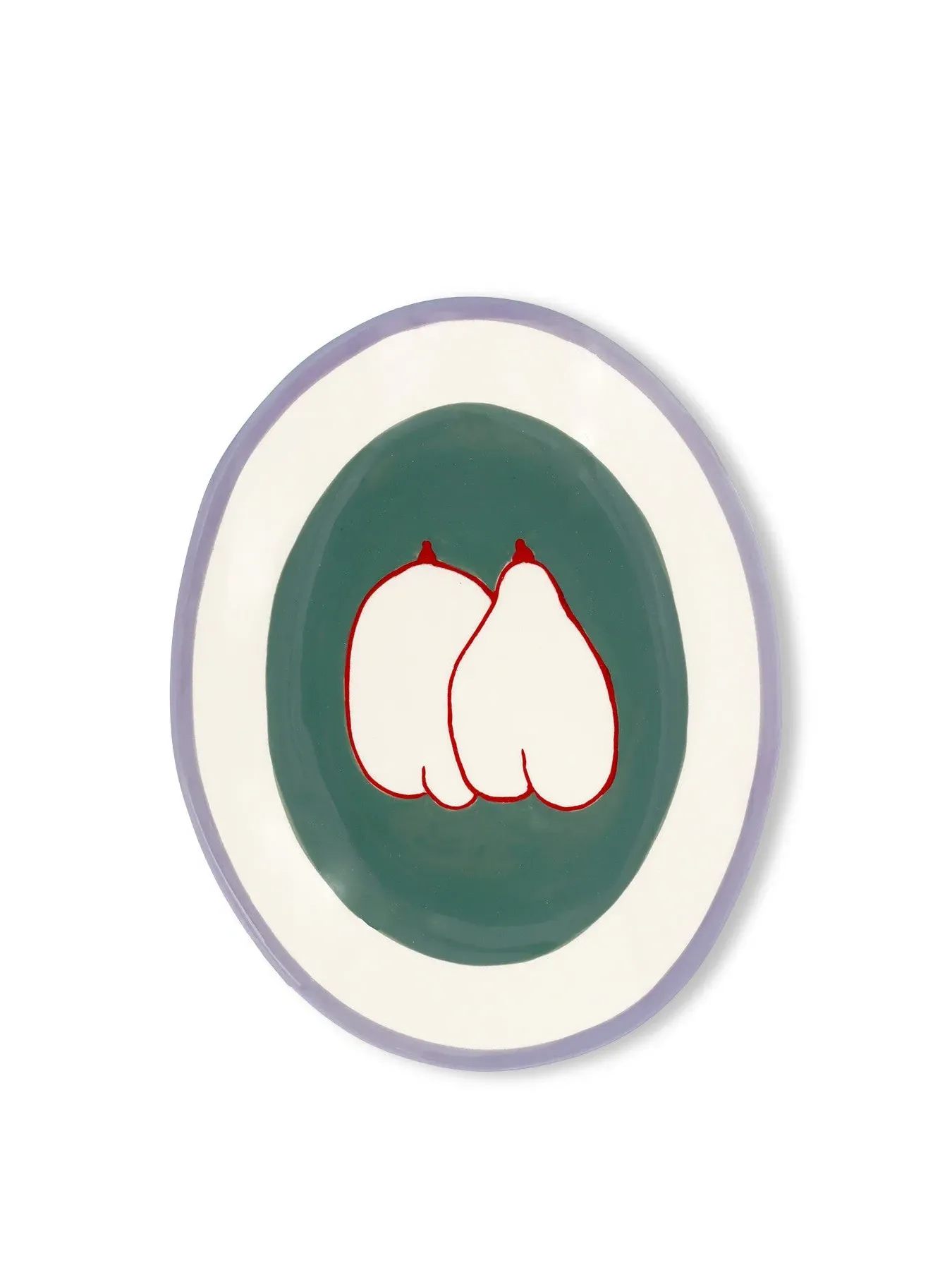 Oval Plate with Fruit Design - Ceramic image