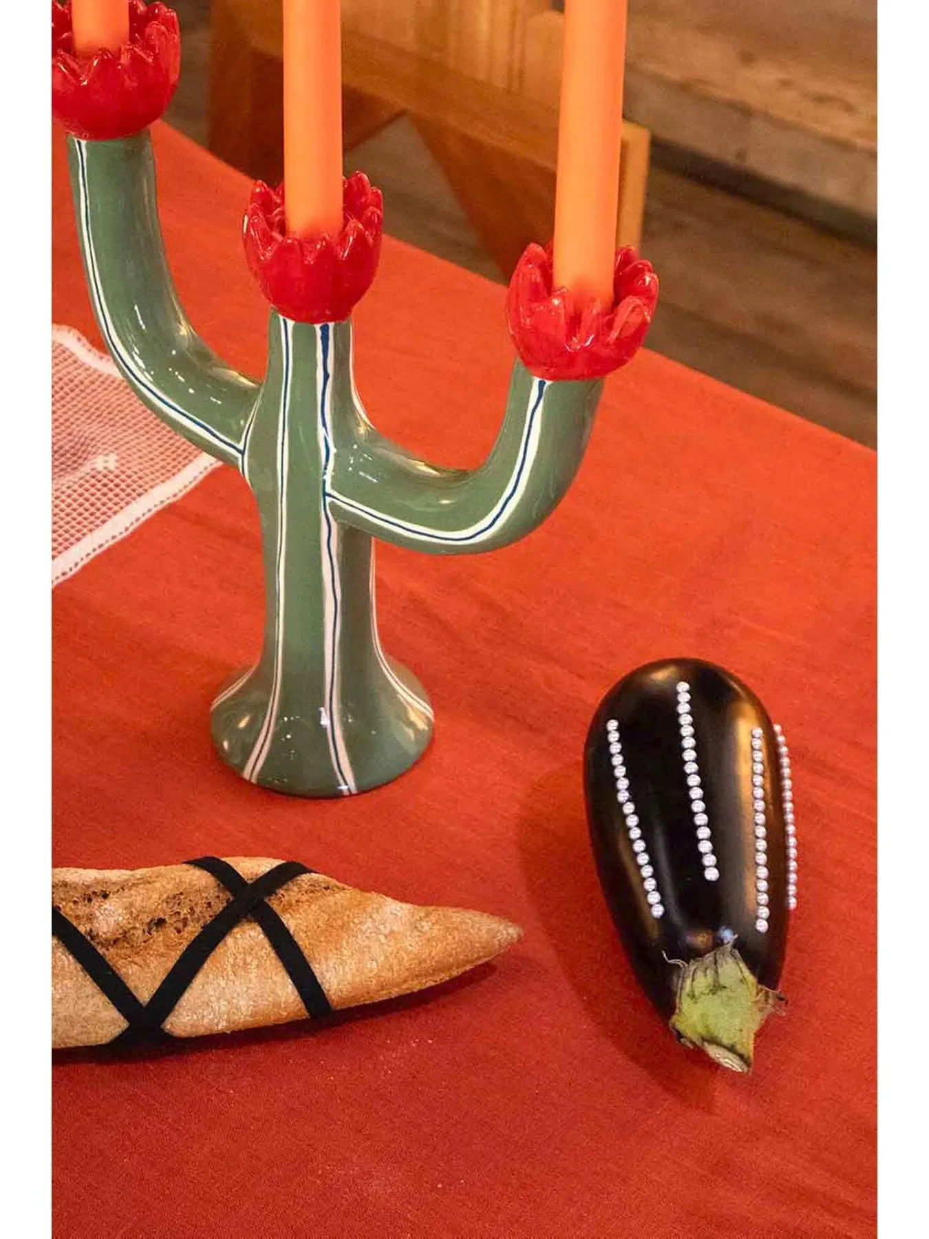 Tulip Candleholder - Khaki, Hand-Painted