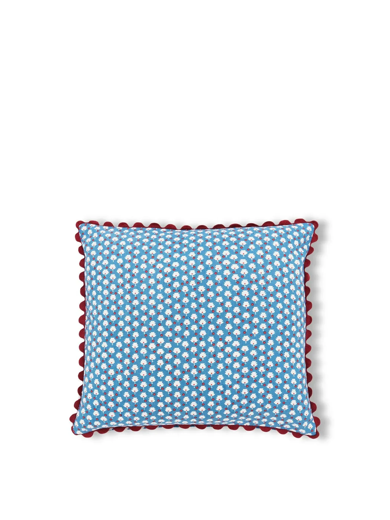 River Cushion with Scalloped Edge - Blue/Red image
