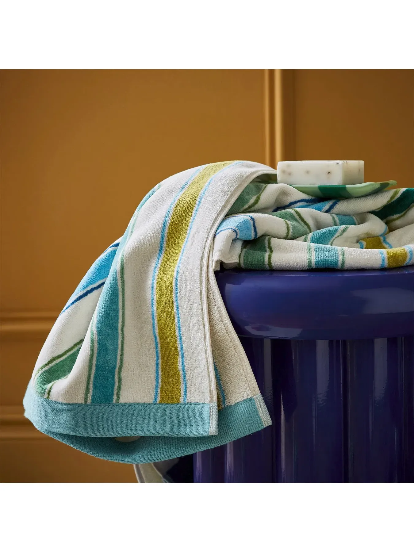 Striped Hand Towel - Green, Cotton
