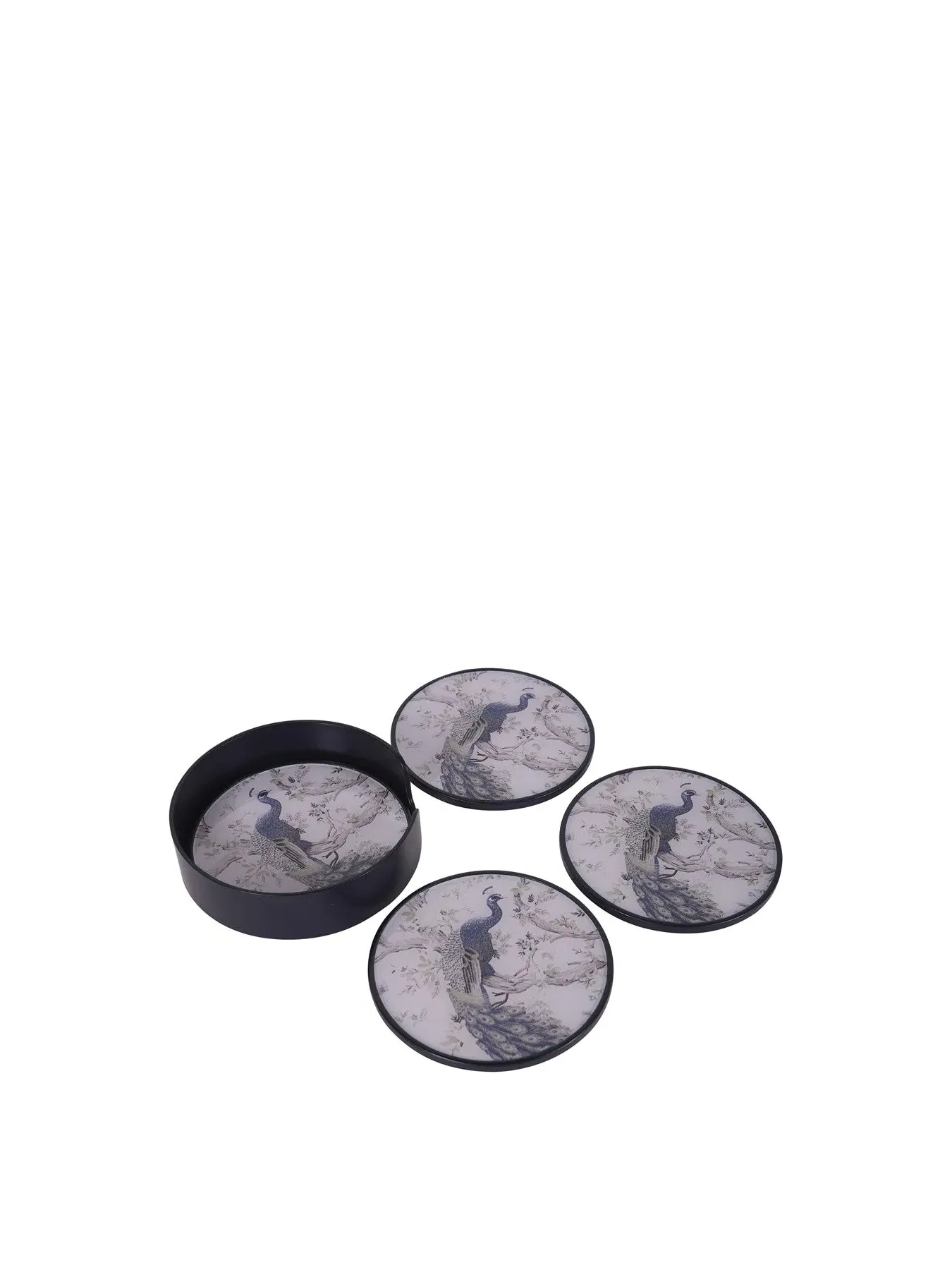 4-Piece Coaster Set with Holder - Multi