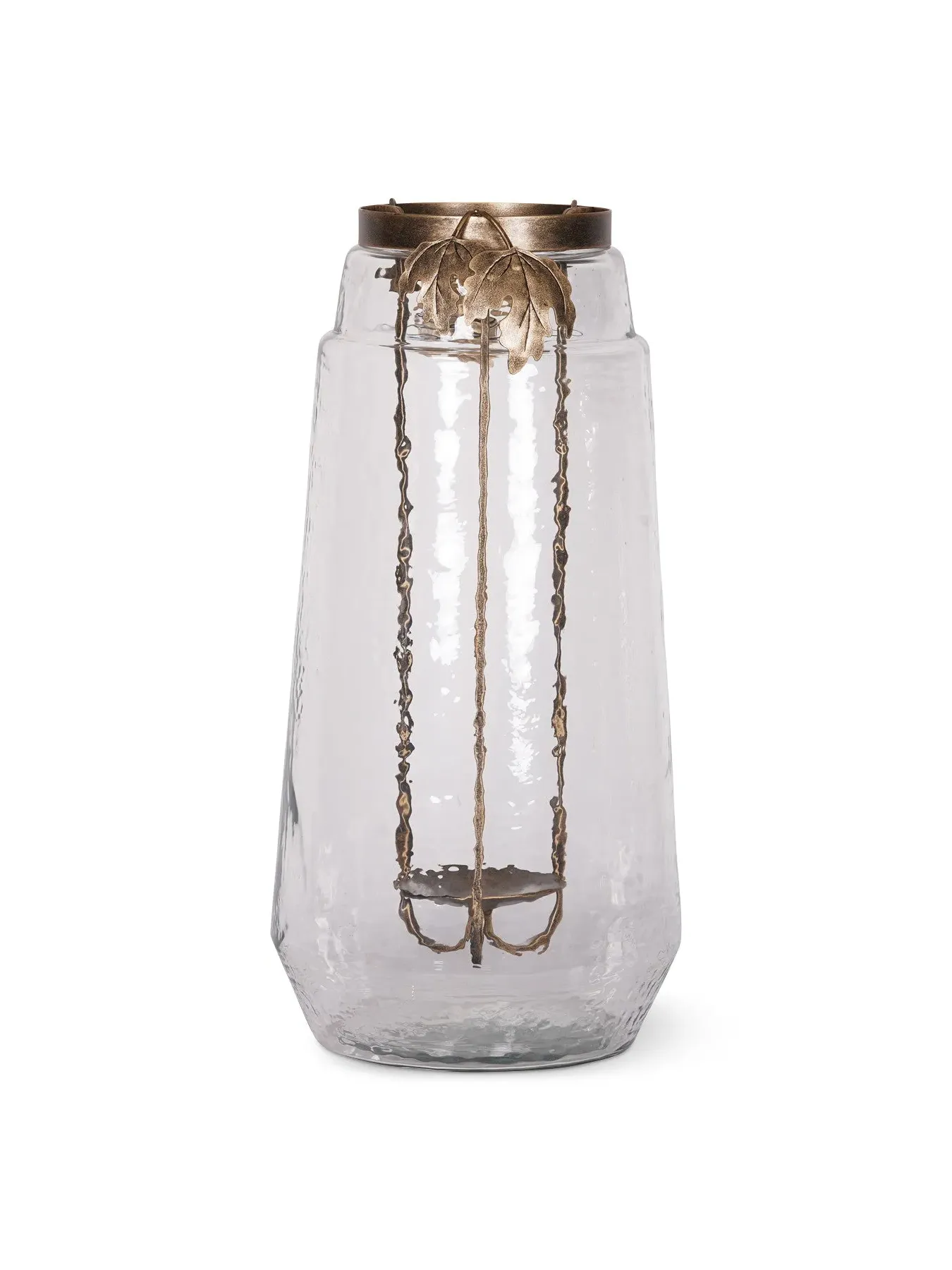 Extra Large Hurricane Lantern - Antique Gold, Glass image