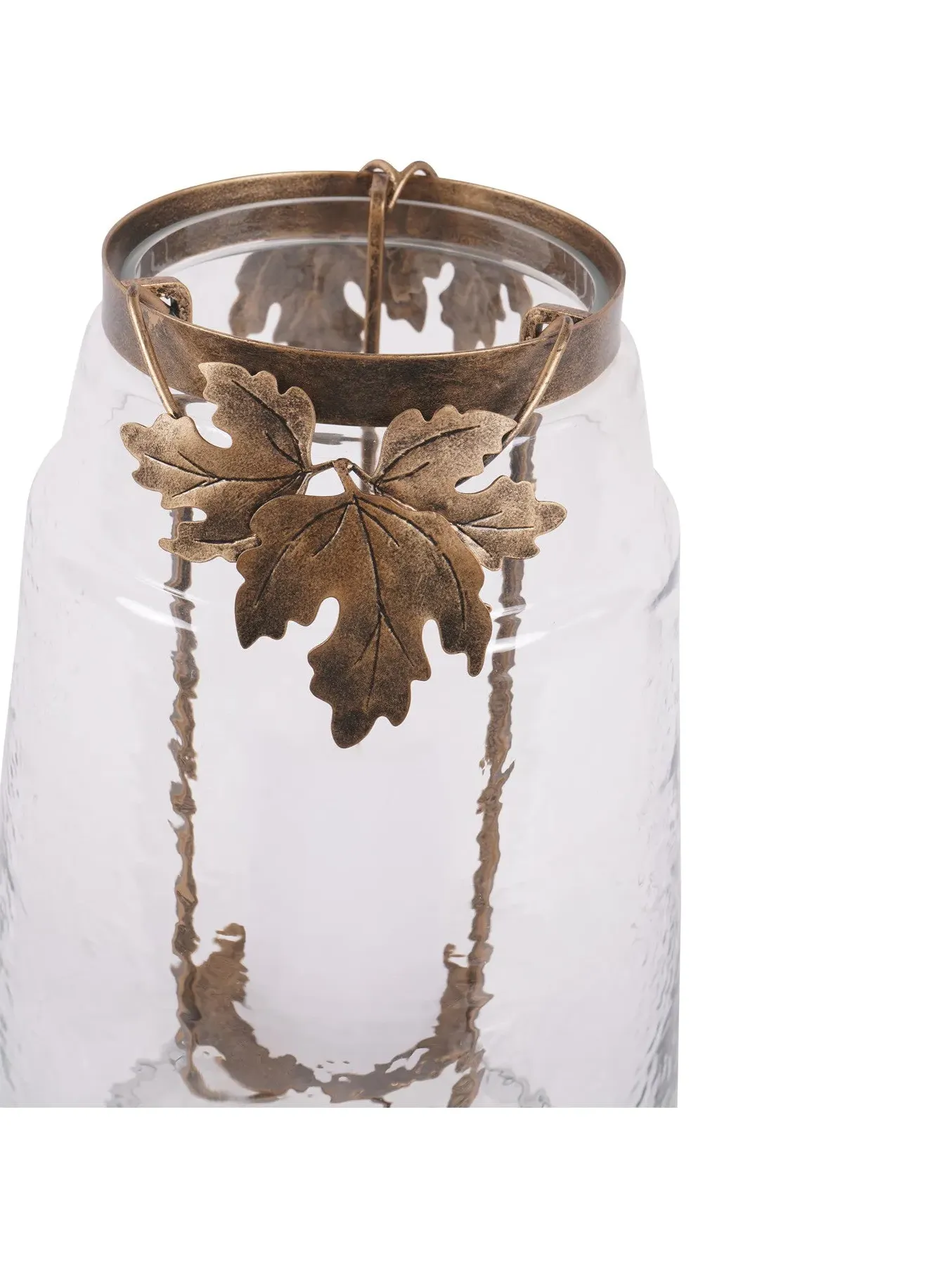 Large Hurricane Candle Holder - Antique Gold, Glass