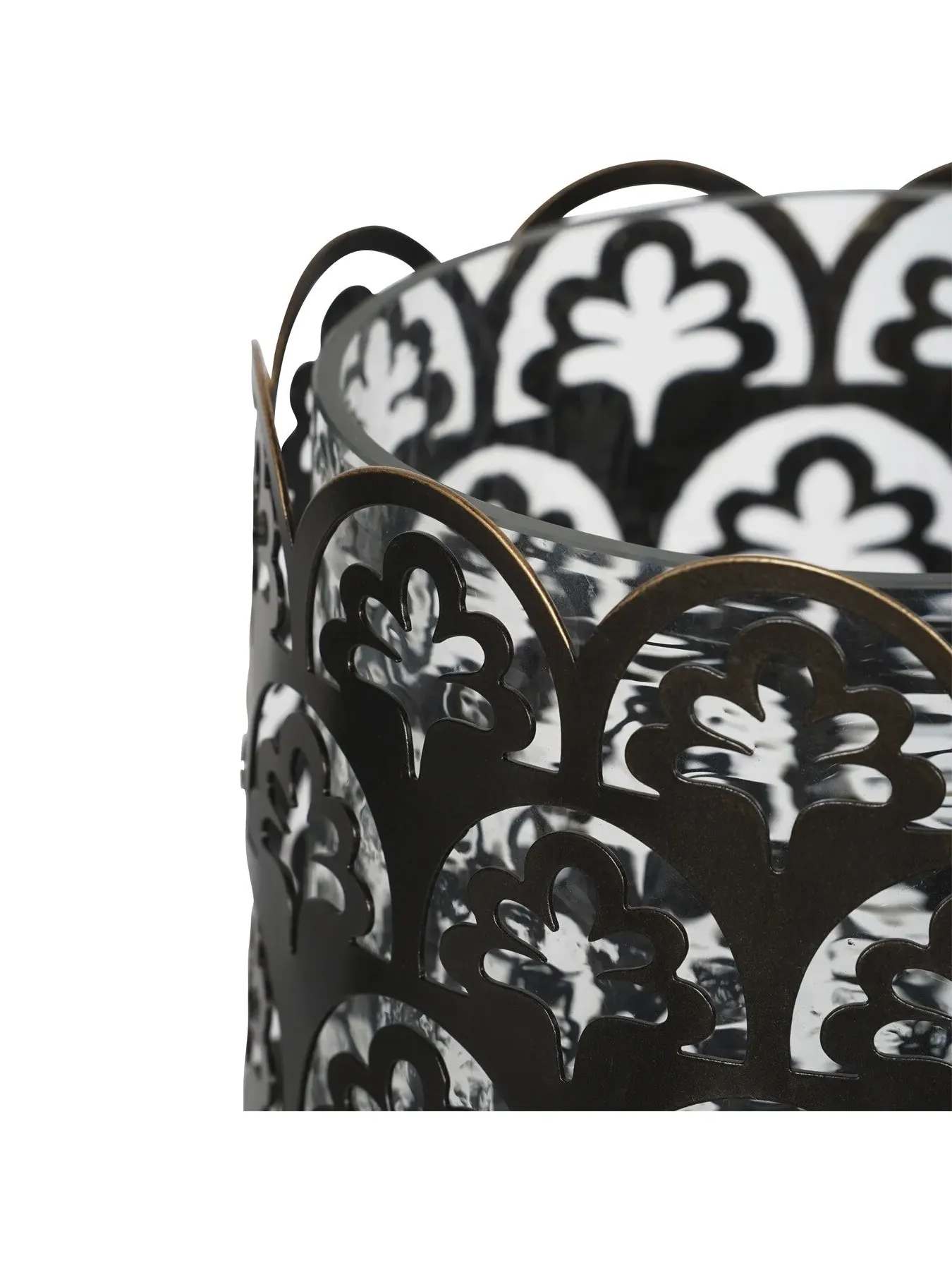 Large Hurricane Lantern - Bronze, Metal & Glass