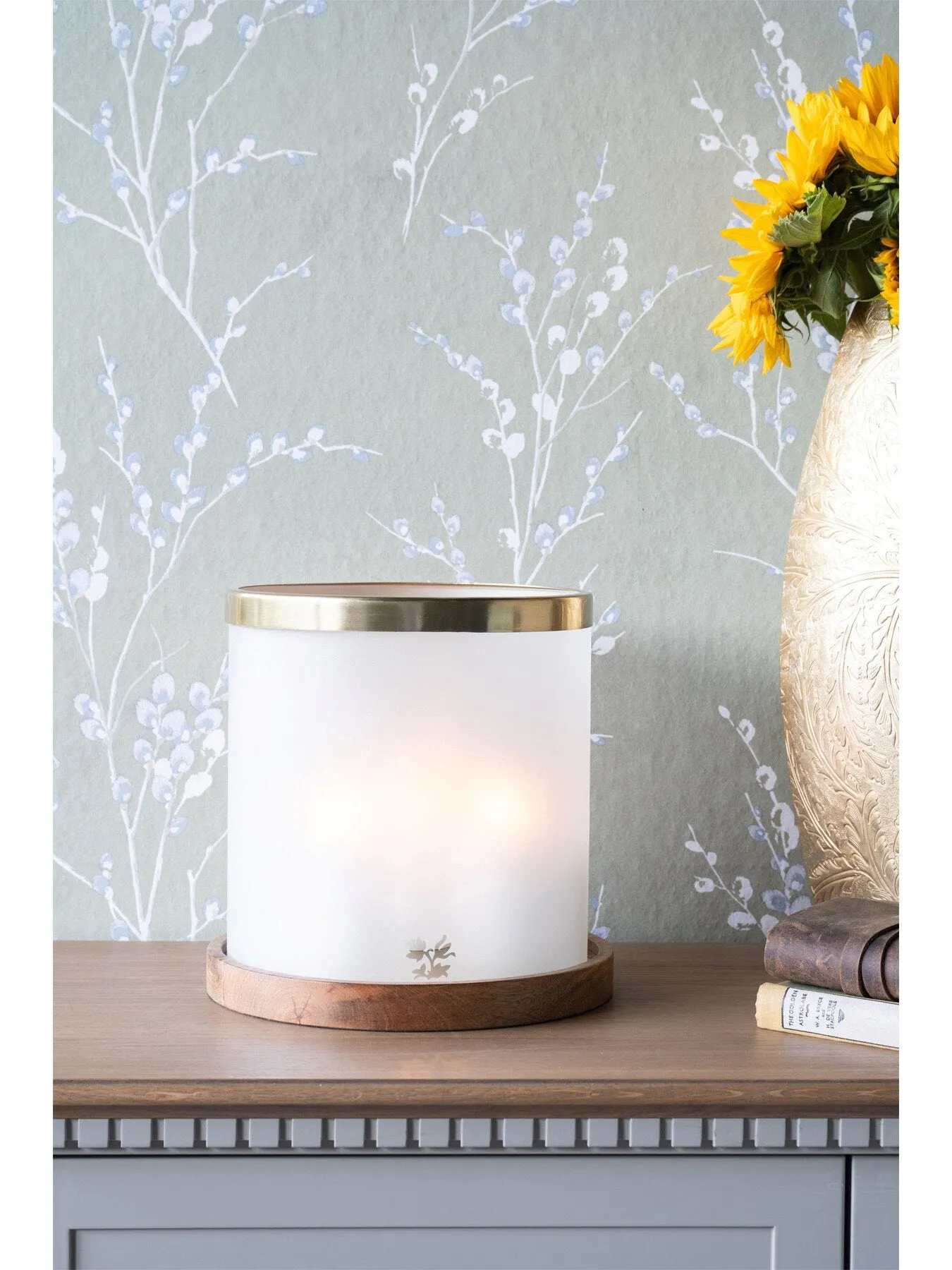 Large Hurricane Lantern - Frosted Glass, Metal