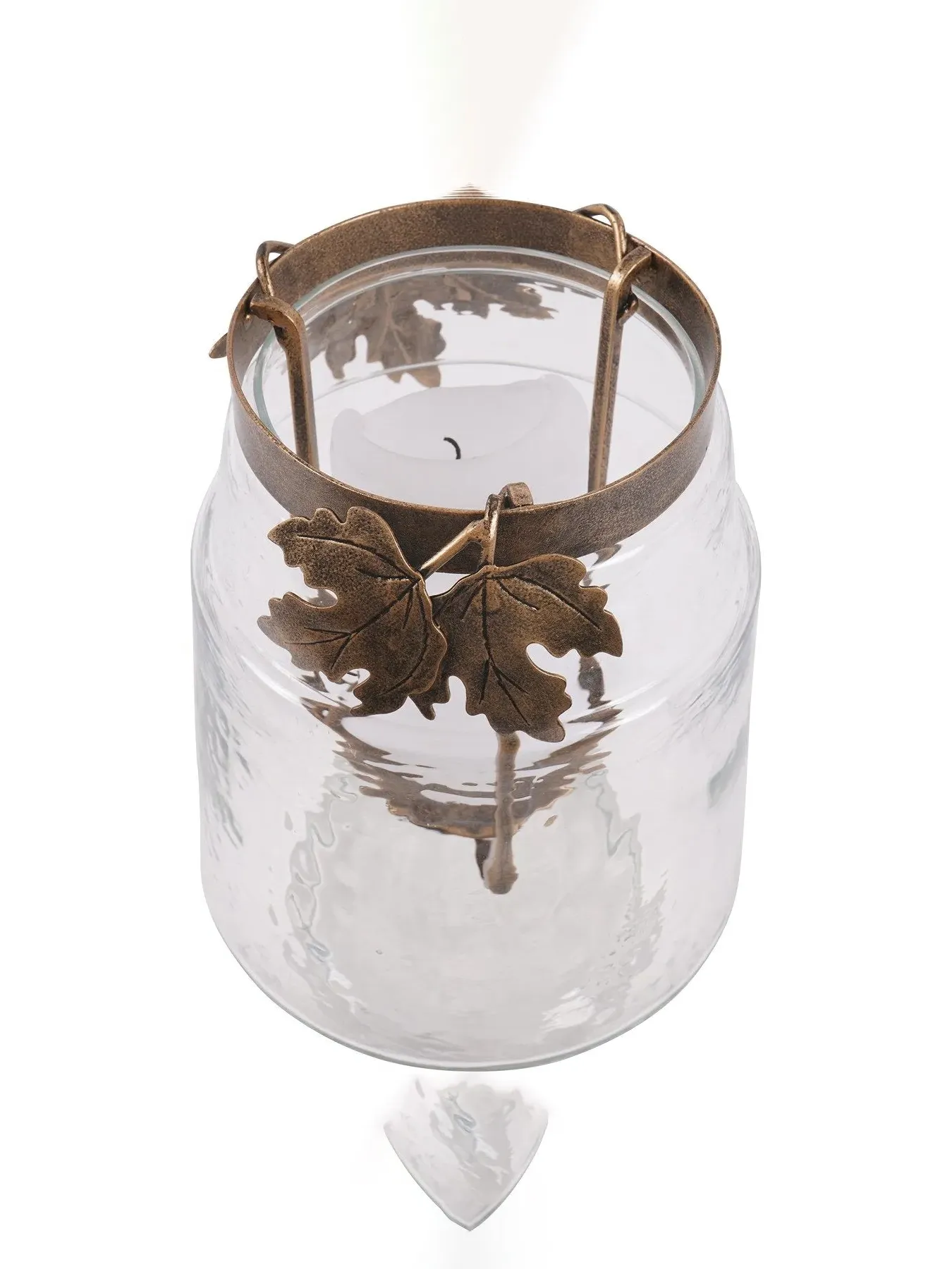Medium Hurricane Lantern - Antique Gold, Glass