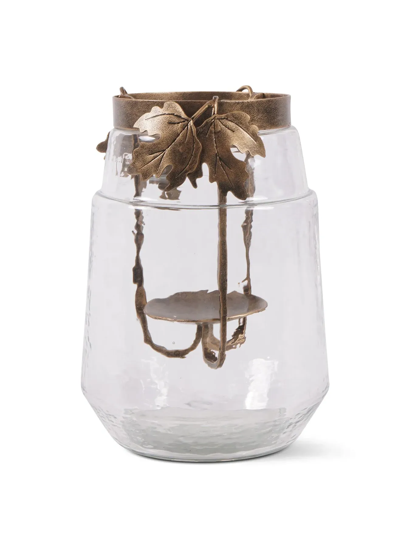 Medium Hurricane Lantern - Antique Gold, Glass image