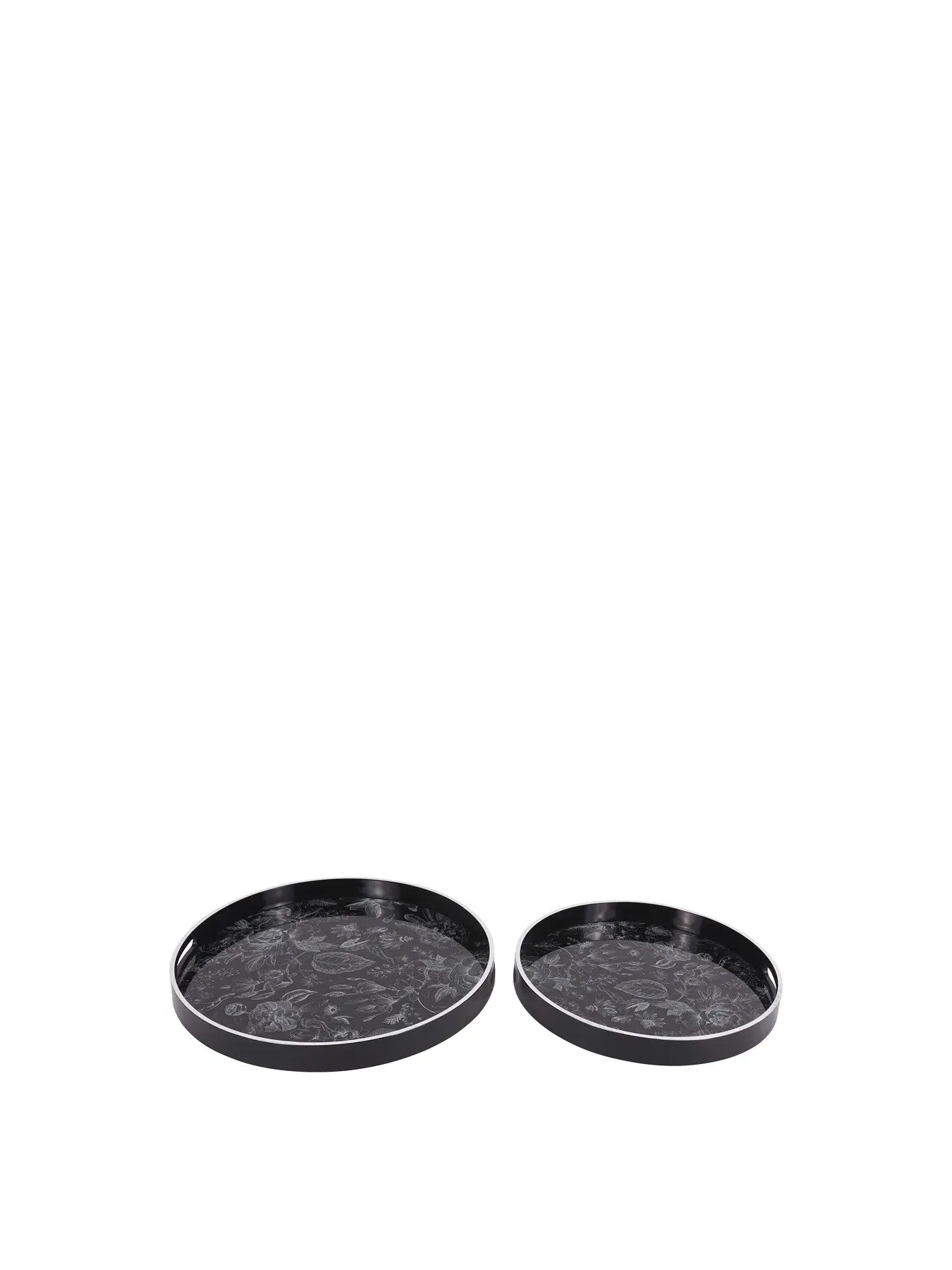Nesting Trays Set of 2 with Print - Black