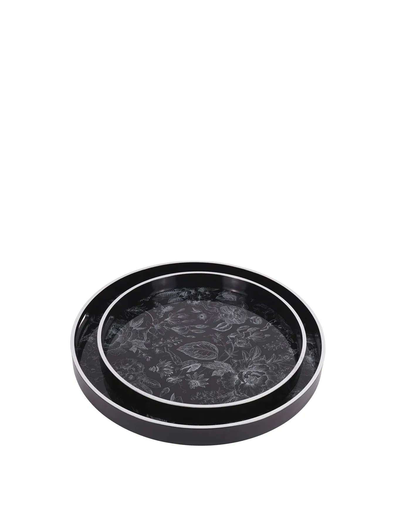 Nesting Trays Set of 2 with Print - Black