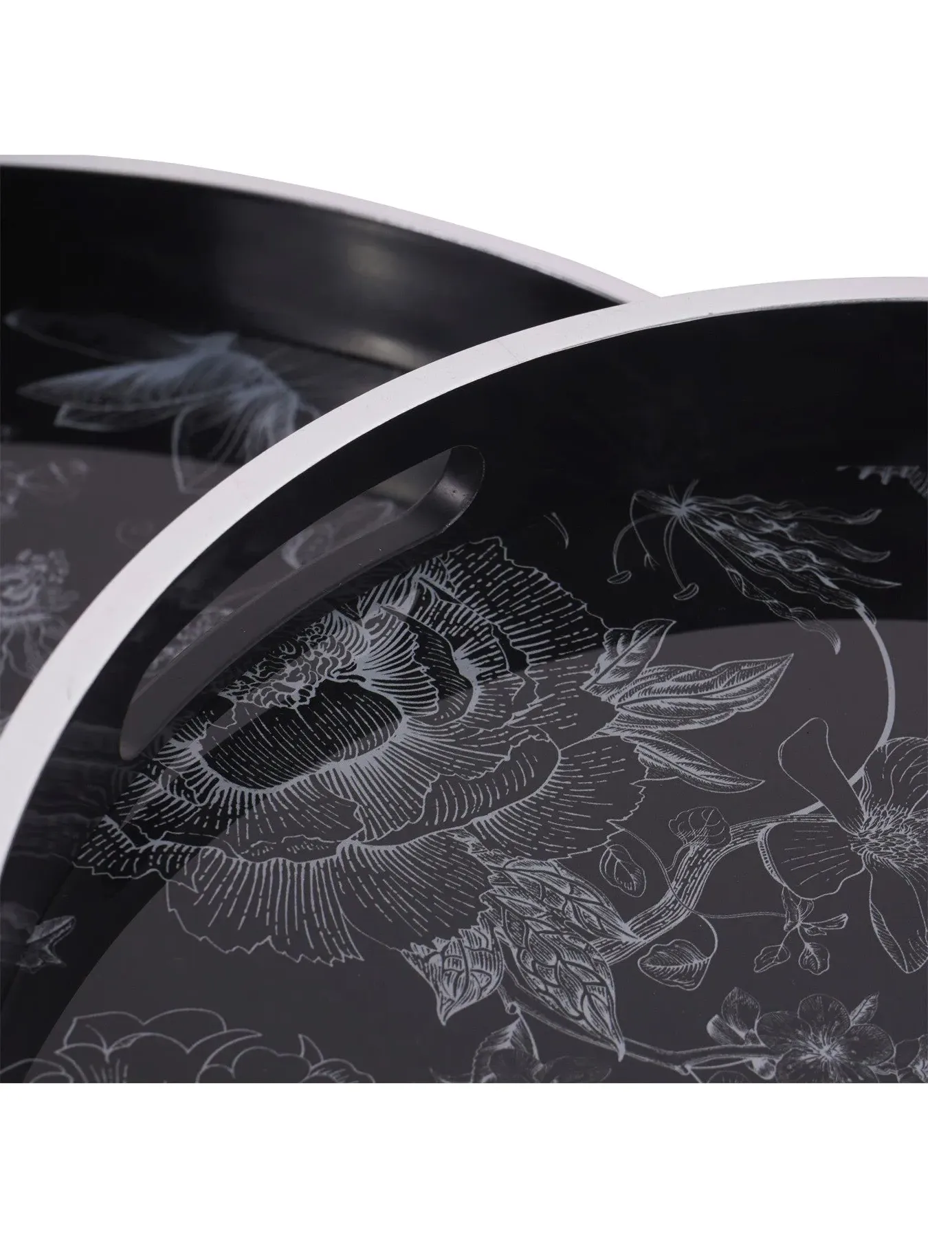 Nesting Trays Set of 2 with Print - Black