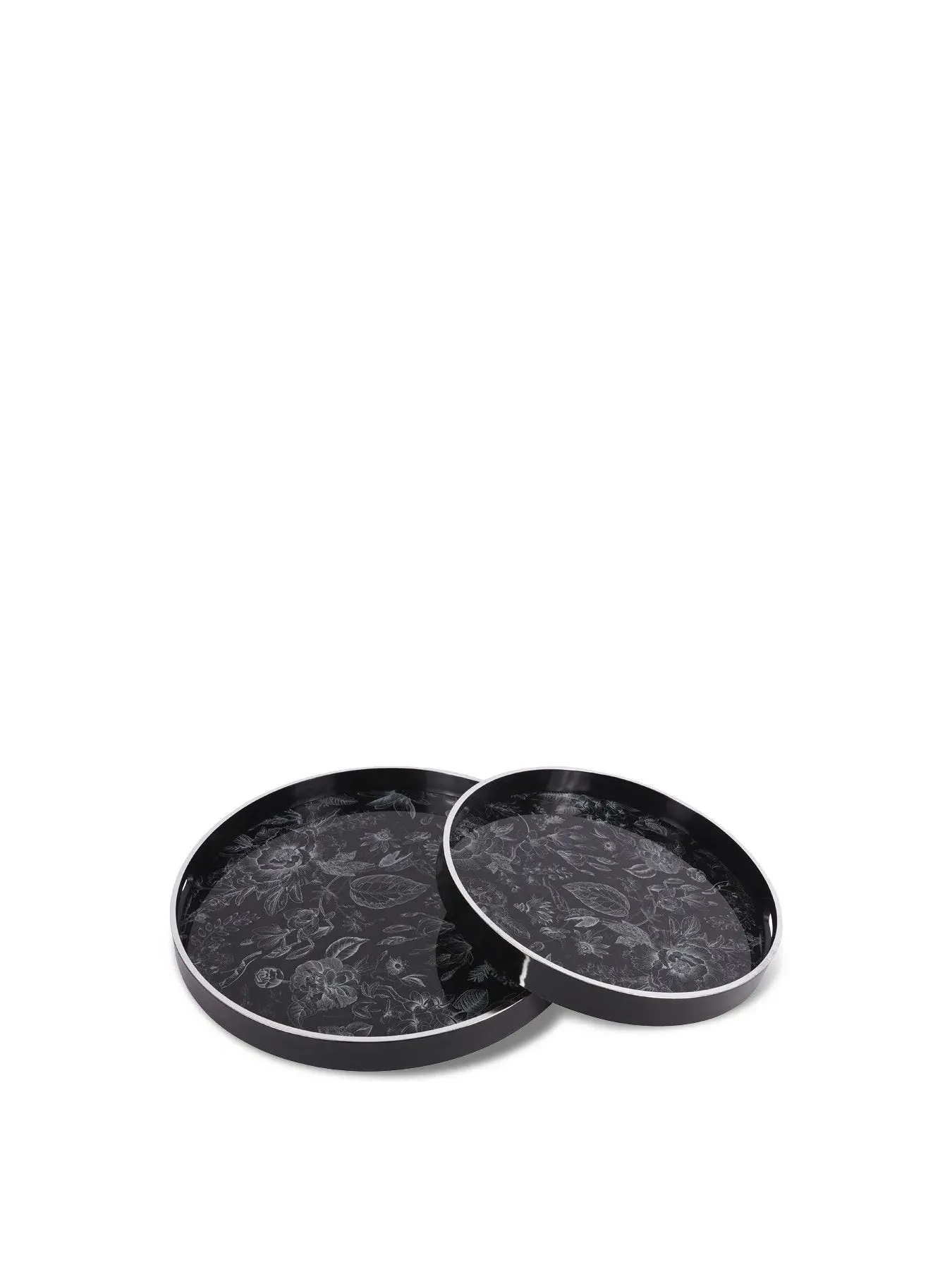 Nesting Trays Set of 2 with Print - Black image