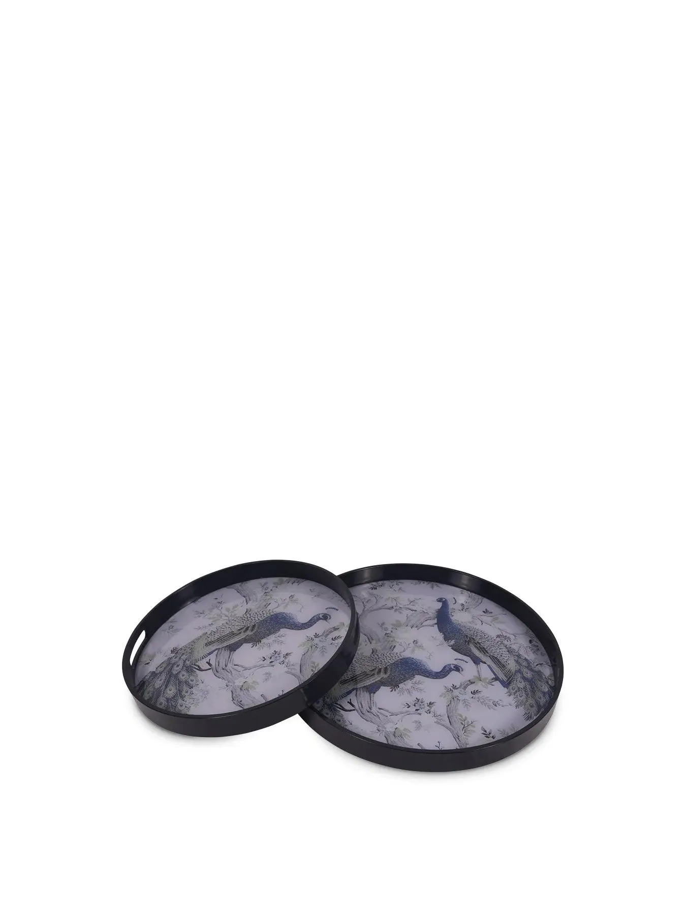 Nesting Trays Set with Peacock Print - Multi image