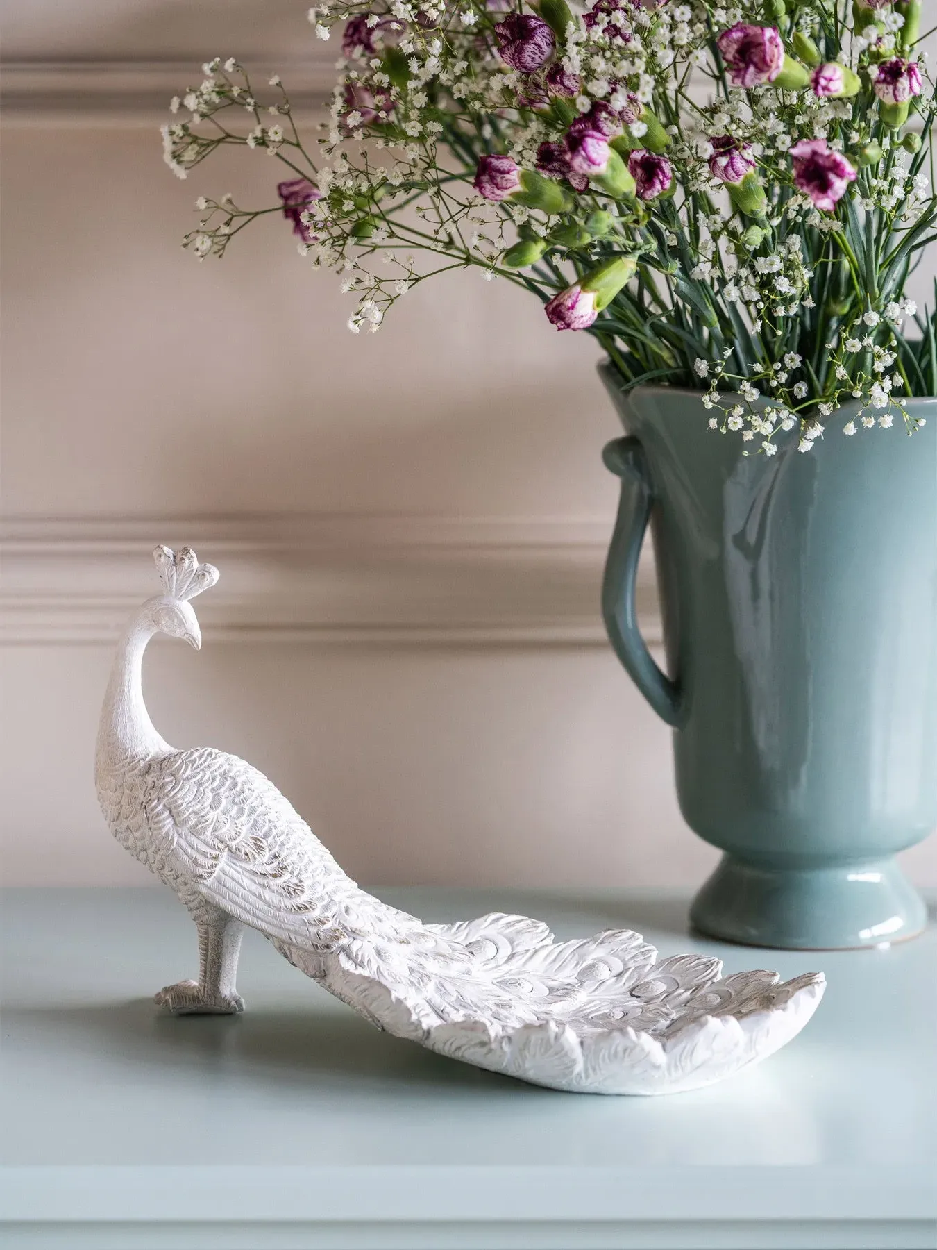 Peacock Trinket Dish - White Gold