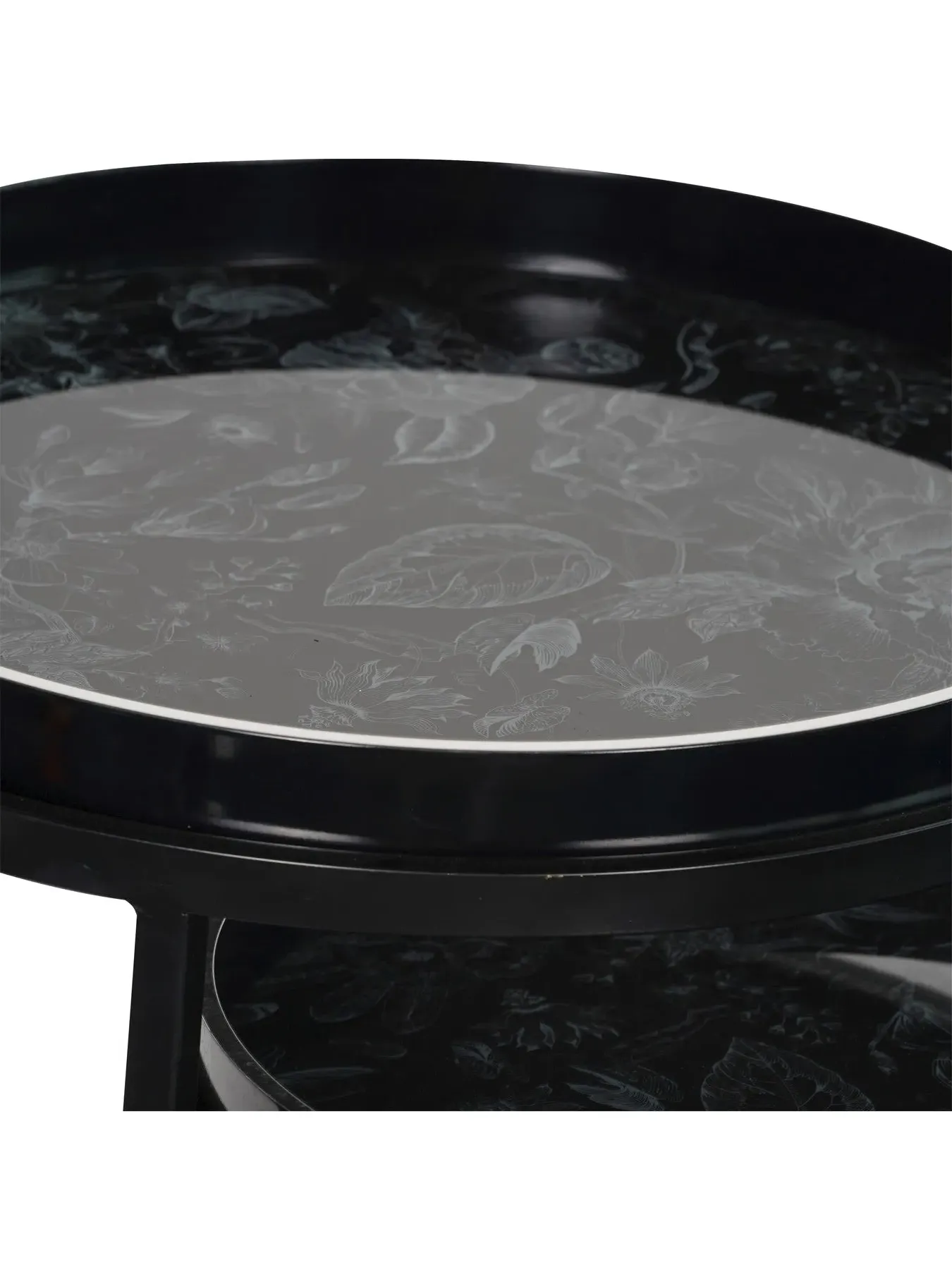 Set of 2 Nesting Tables with Tray - Black, Metal