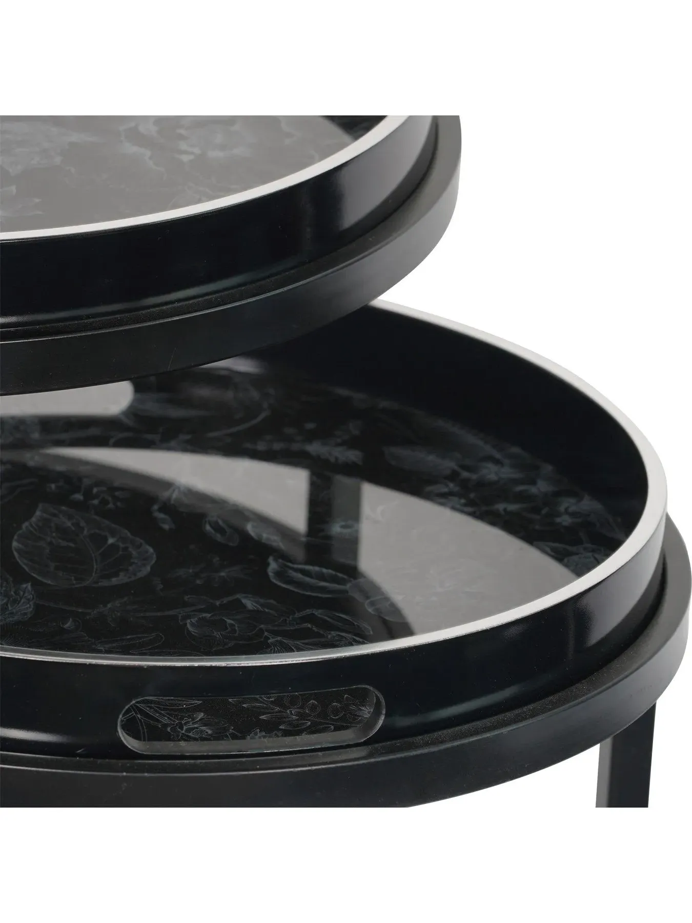 Set of 2 Nesting Tables with Tray - Black, Metal