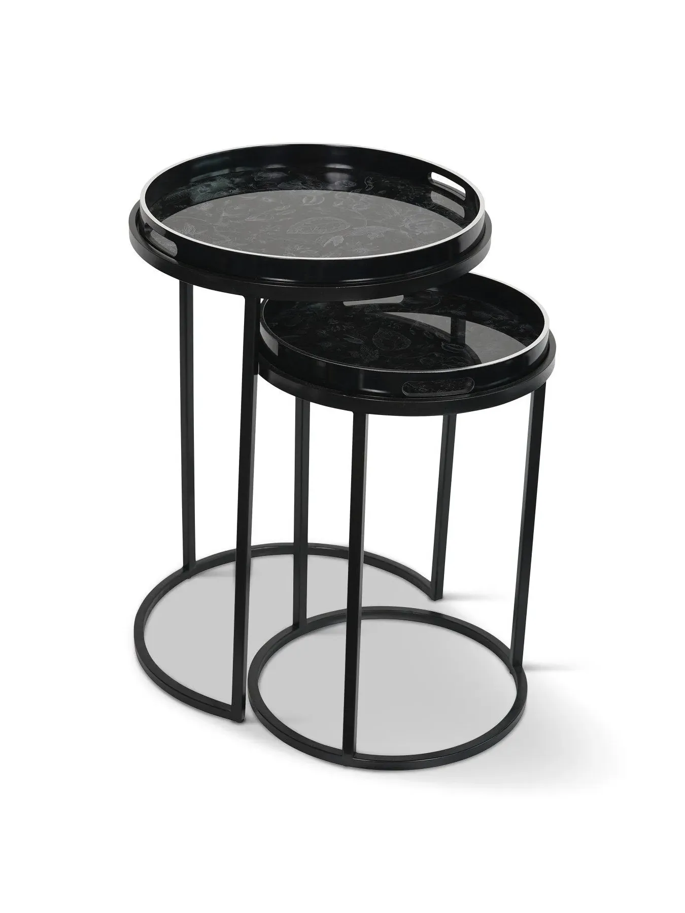 Set of 2 Nesting Tables with Tray - Black, Metal image