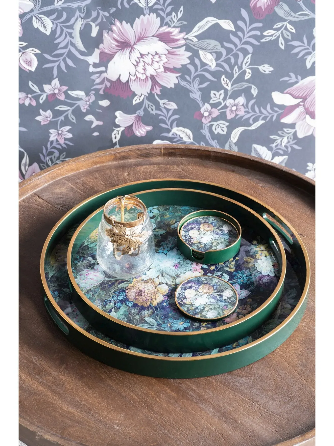 Set of 2 Serving Trays - Multi, Print Design