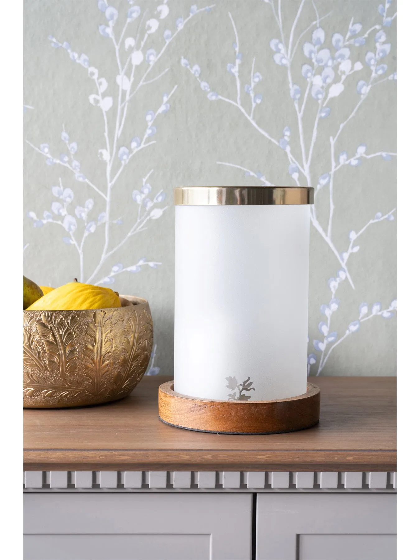 Small Hurricane Lantern - Frosted Glass, Metal