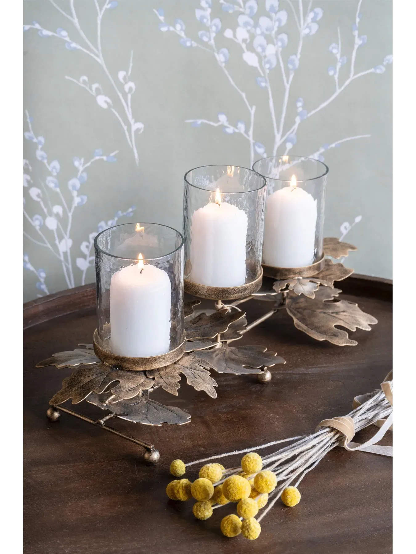 Triple Votive Candleholder - Antique Gold, Metal