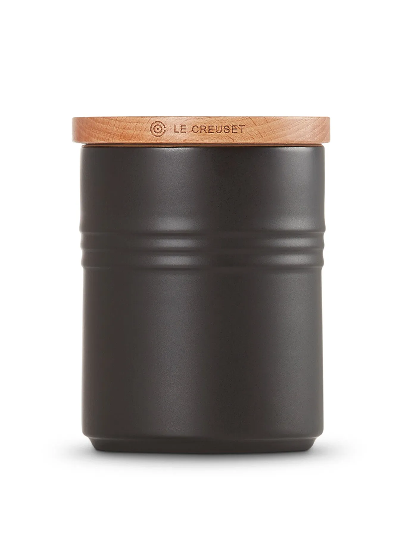 Medium Storage Jar with Wood Lid - Black