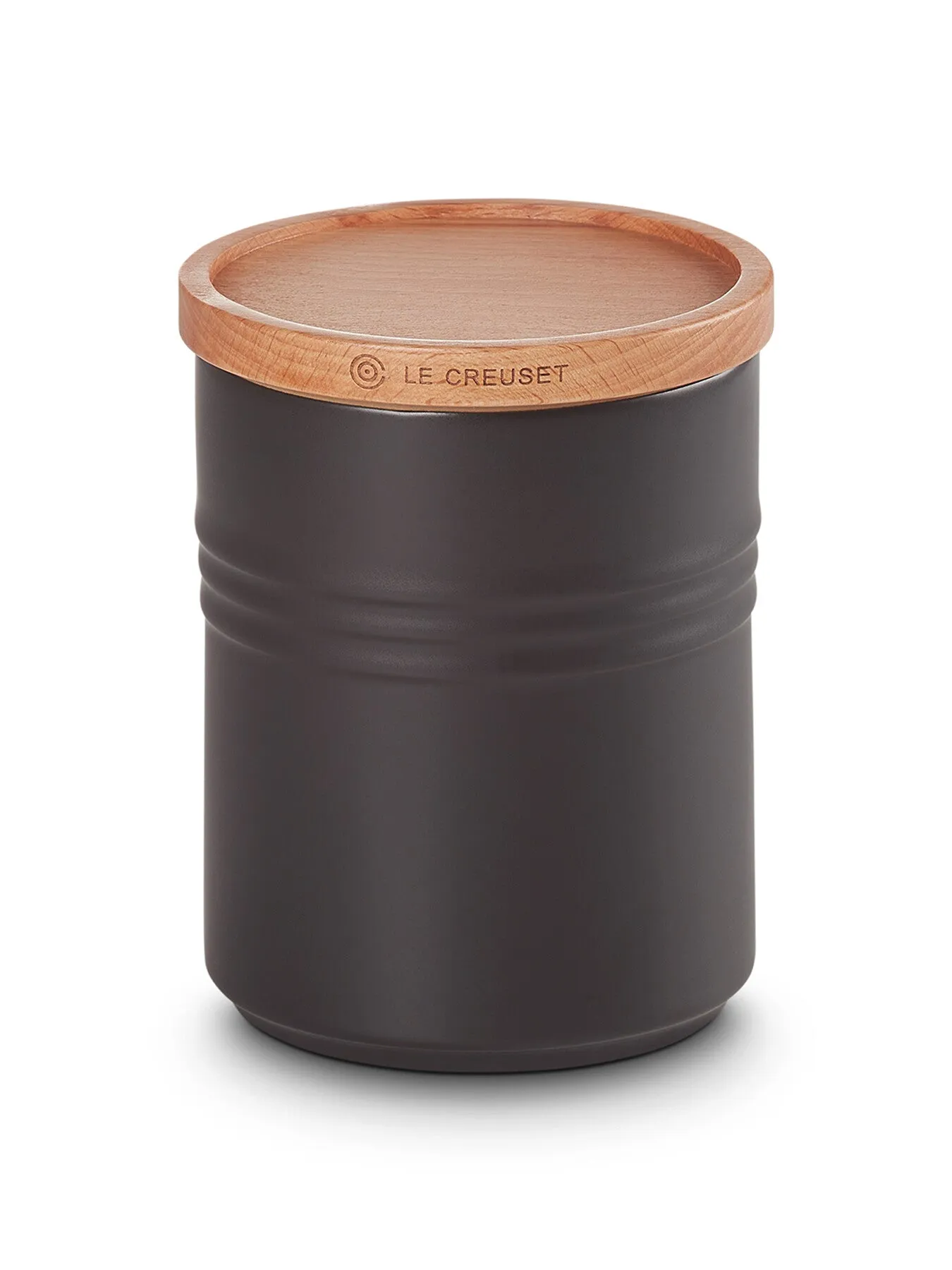 Medium Storage Jar with Wood Lid - Black