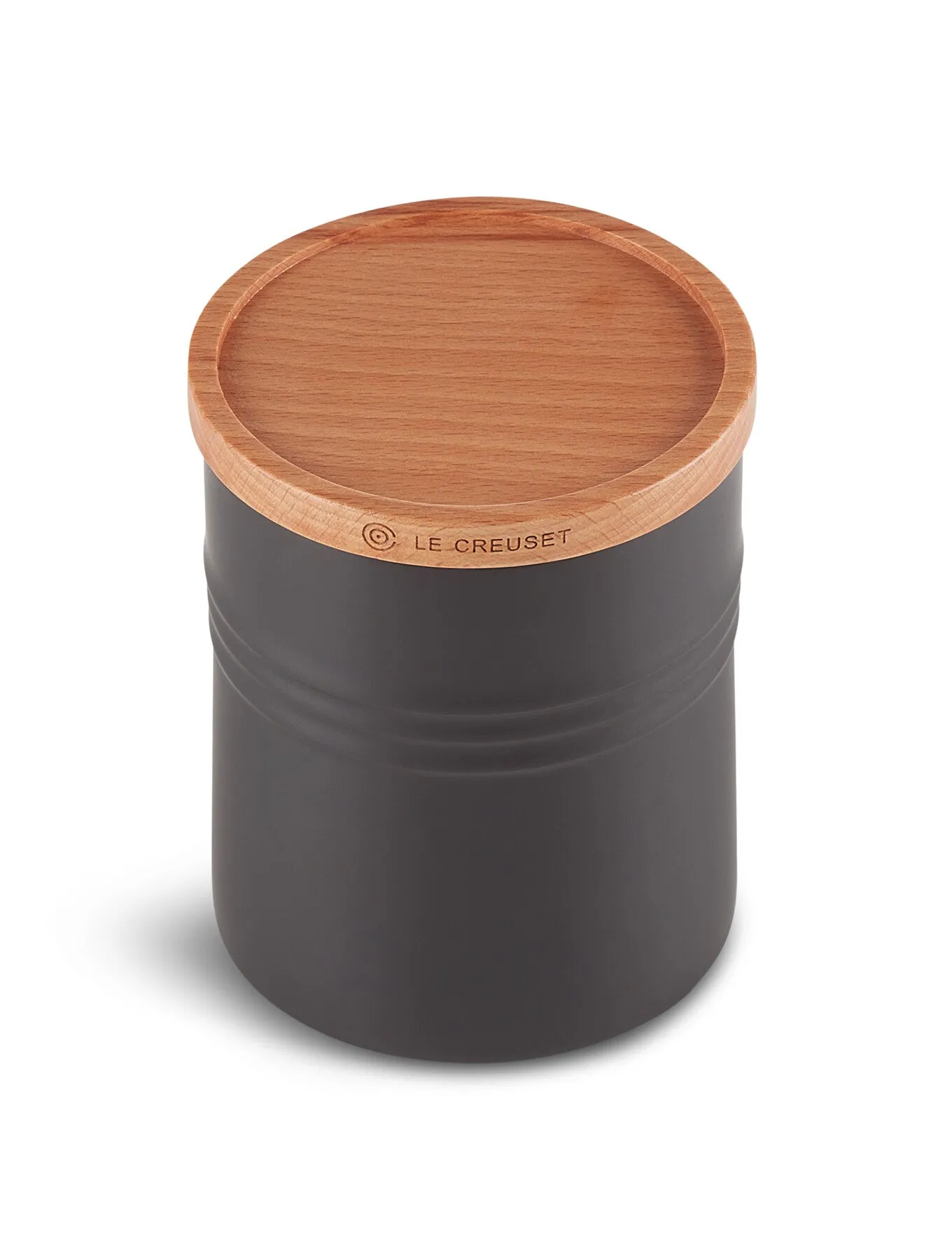 Medium Storage Jar with Wood Lid - Black image