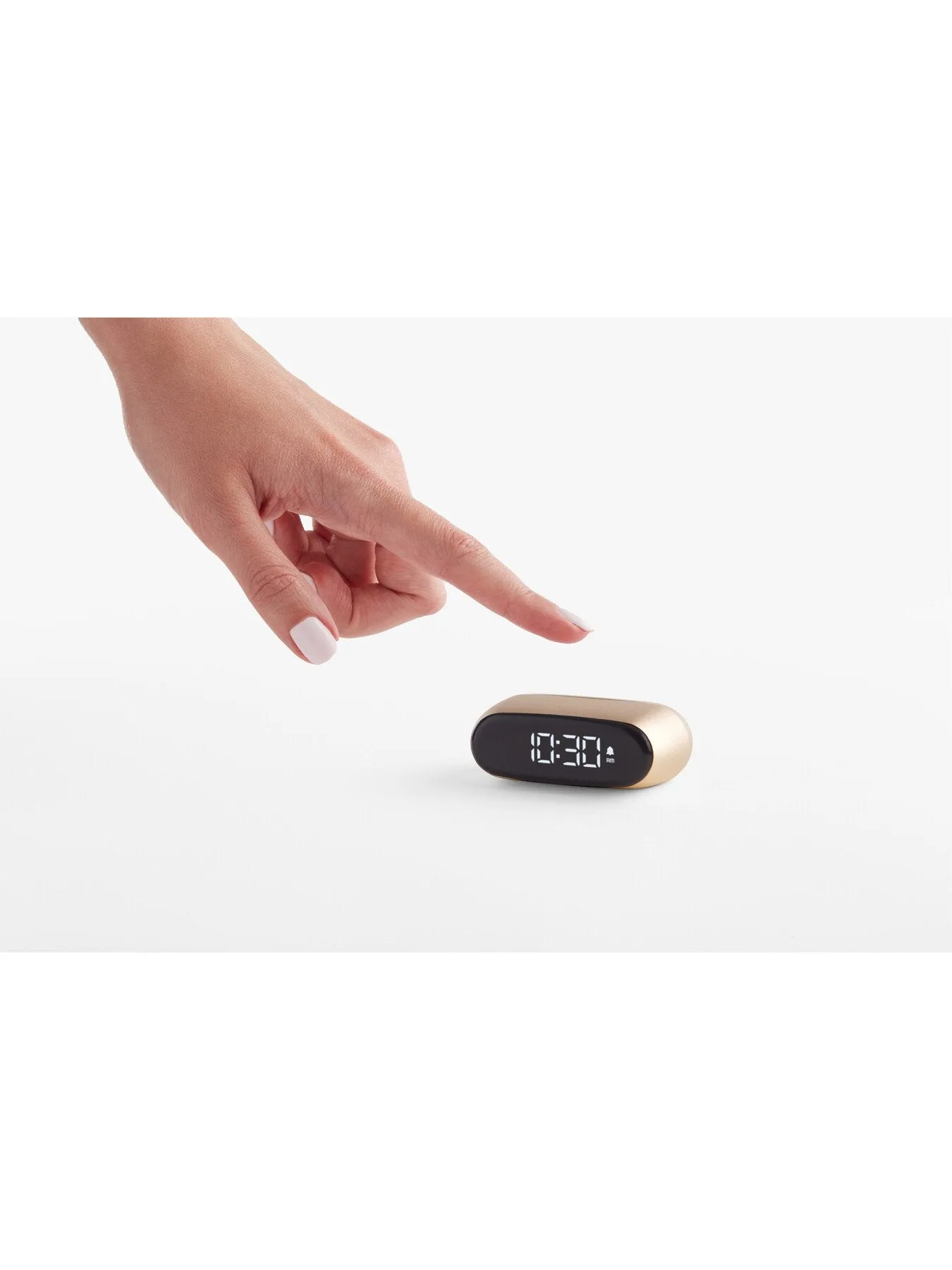 Mini Alarm Clock with LCD Display - Soft Gold