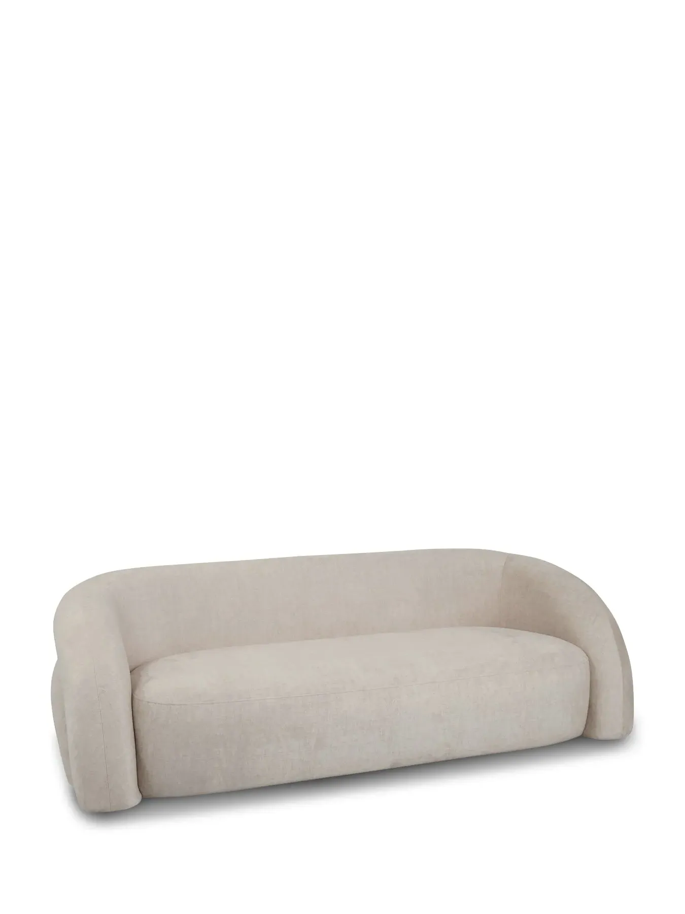 2-Seater Curved Sofa Upholstered - Cream, Fabric image