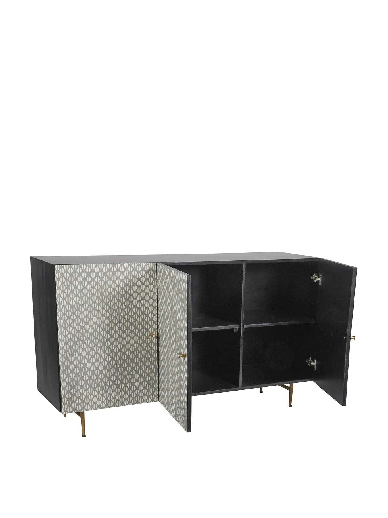 3-Door Buffet Sideboard with Bone Inlay - Grey