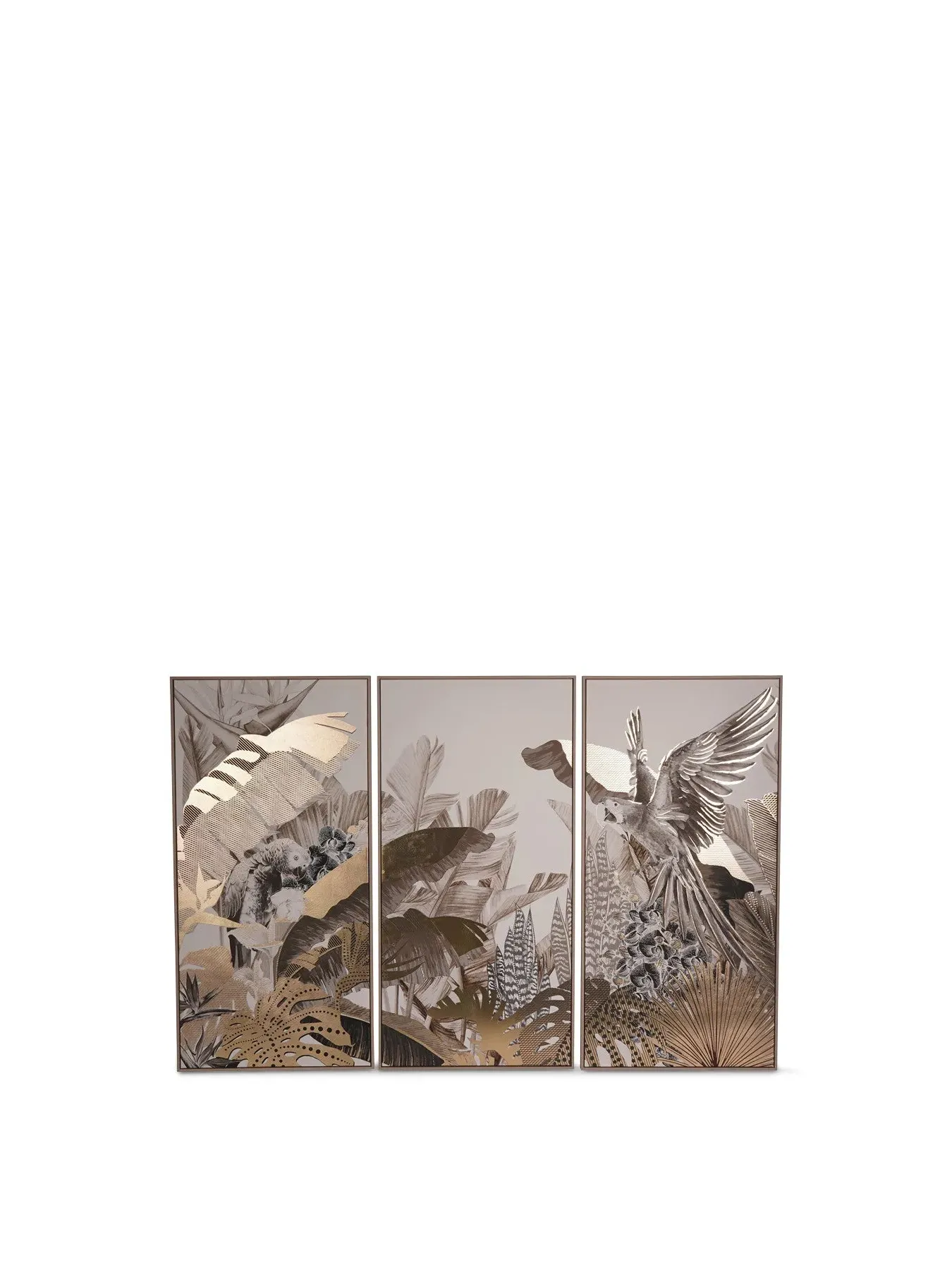 3-Piece Canvas Wall Art - Gold, Framed image