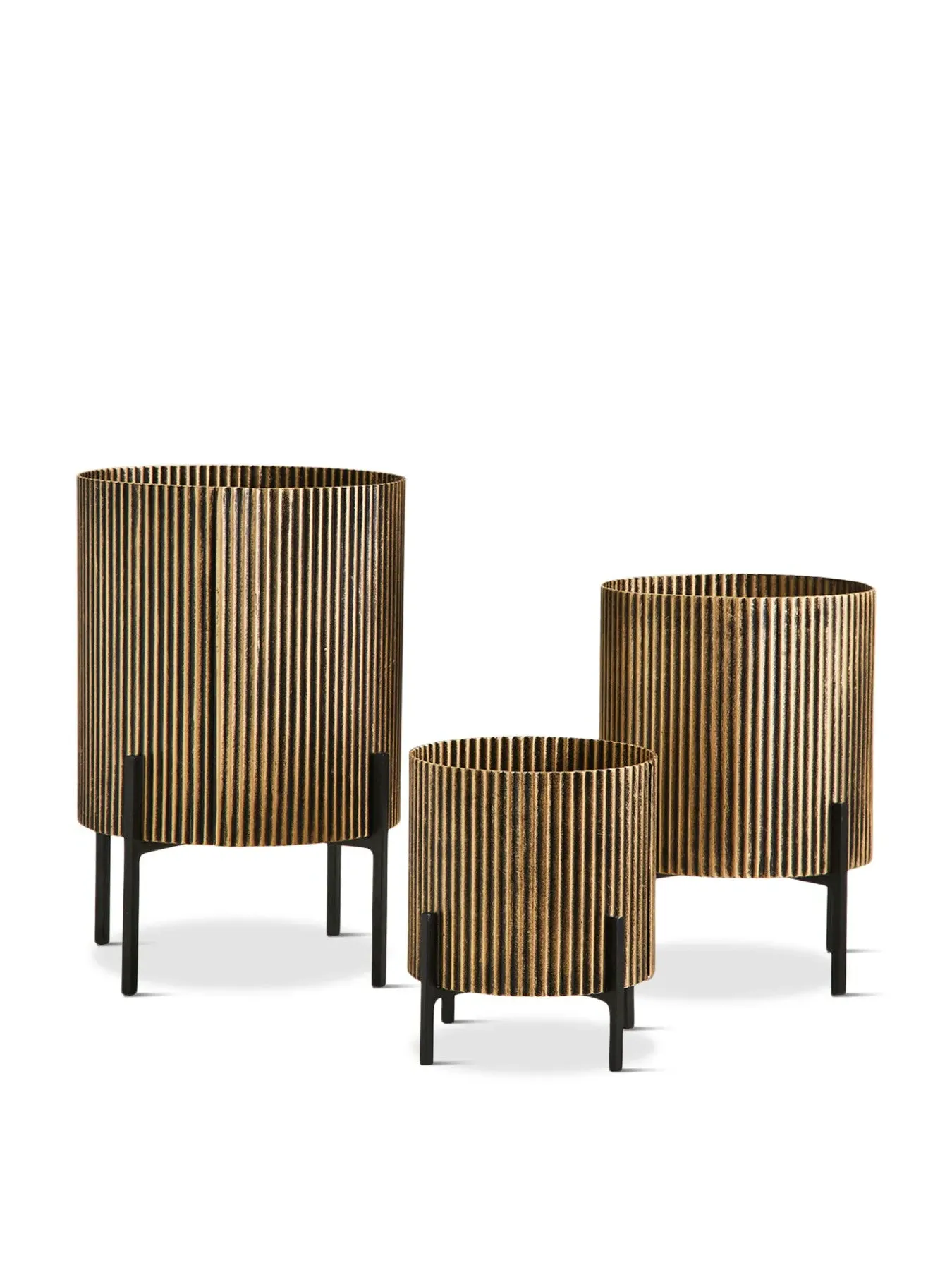 3-Piece Corrugated Planter Set - Antique Gold