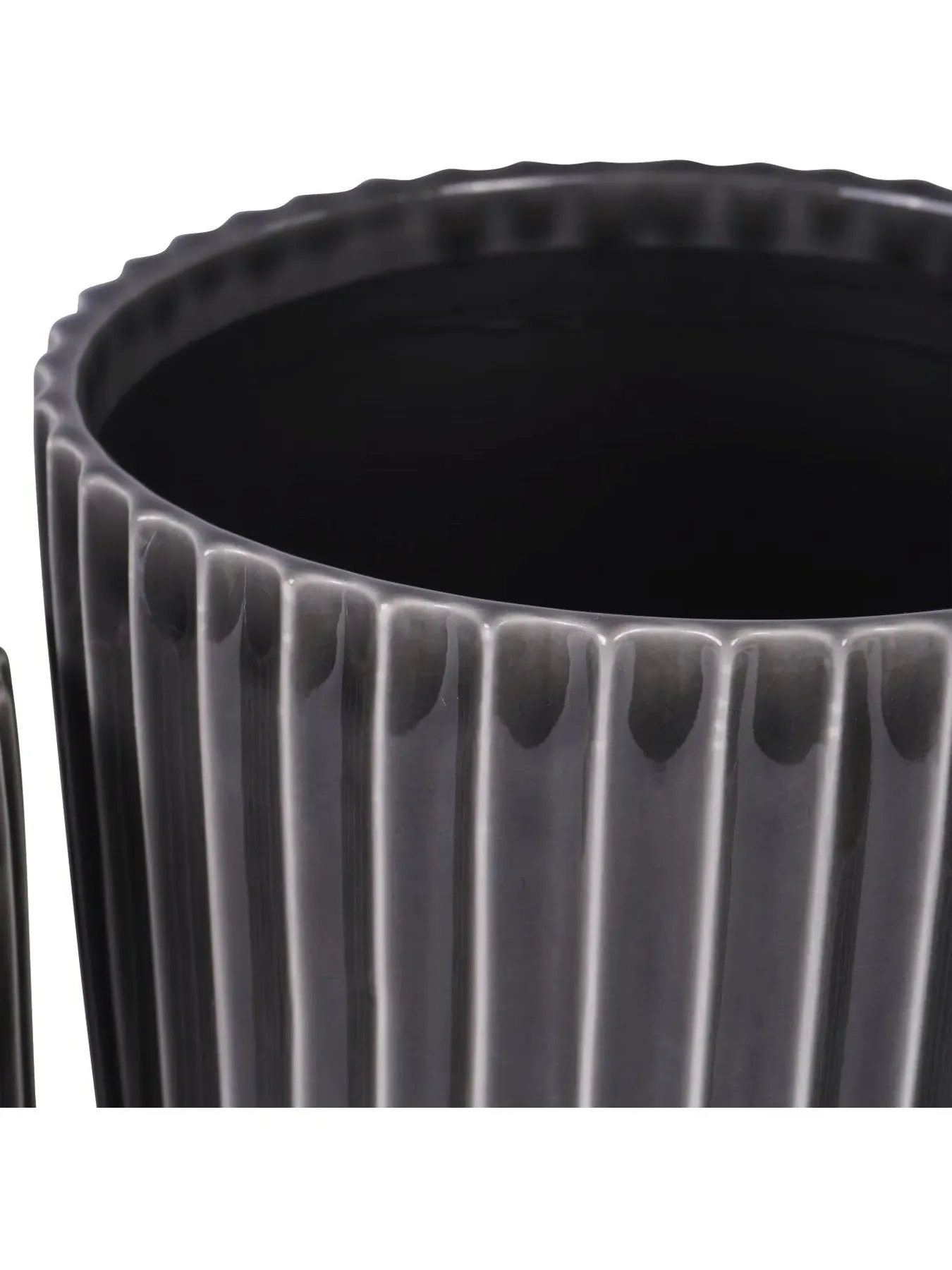 3-Piece Planter Set Reactive Glaze - Black, Ceramic