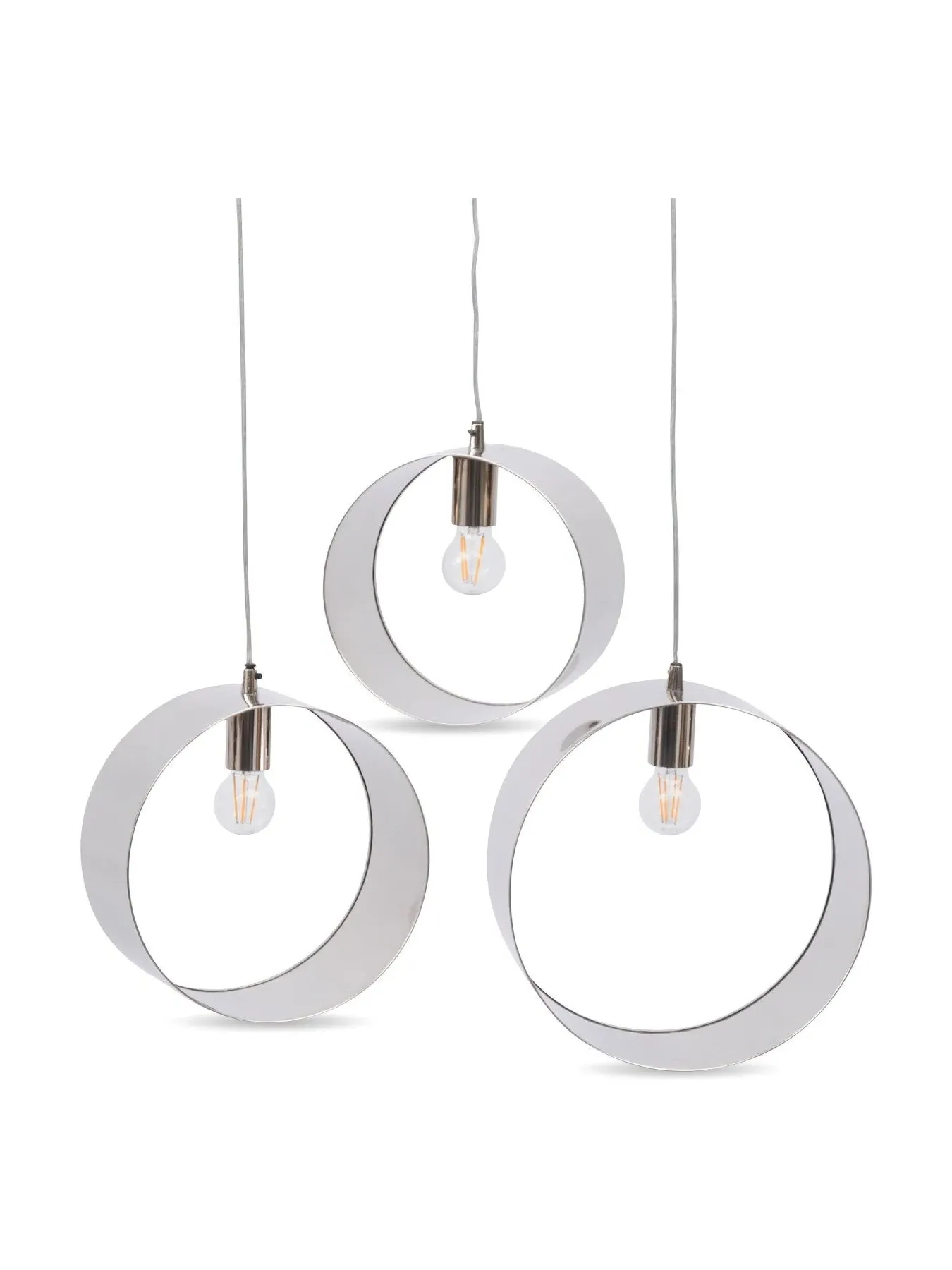 3-Piece Ring Pendant Light Set - Silver, Metal image