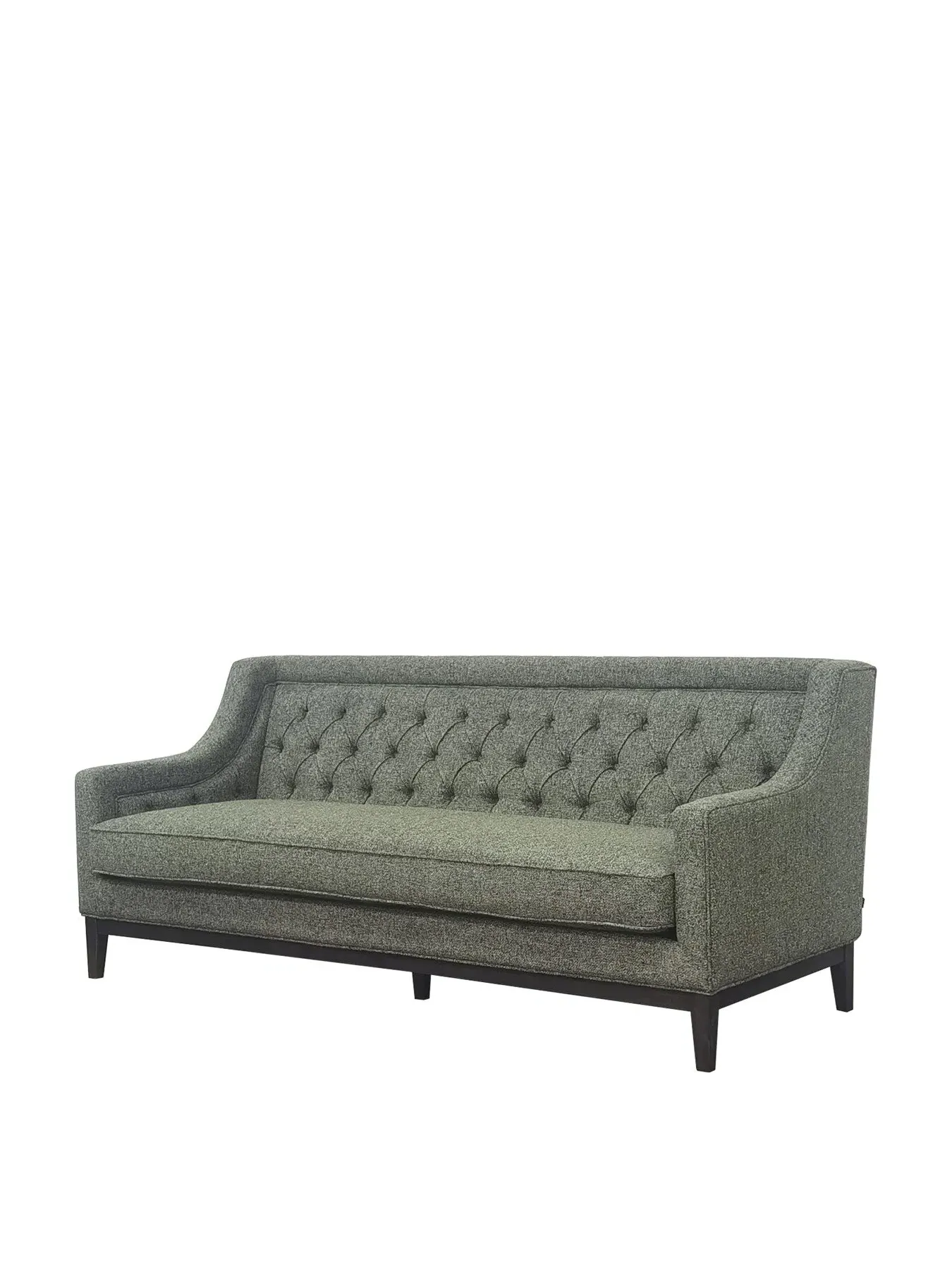 3-Seater Buttoned Sofa - Green, Fabric