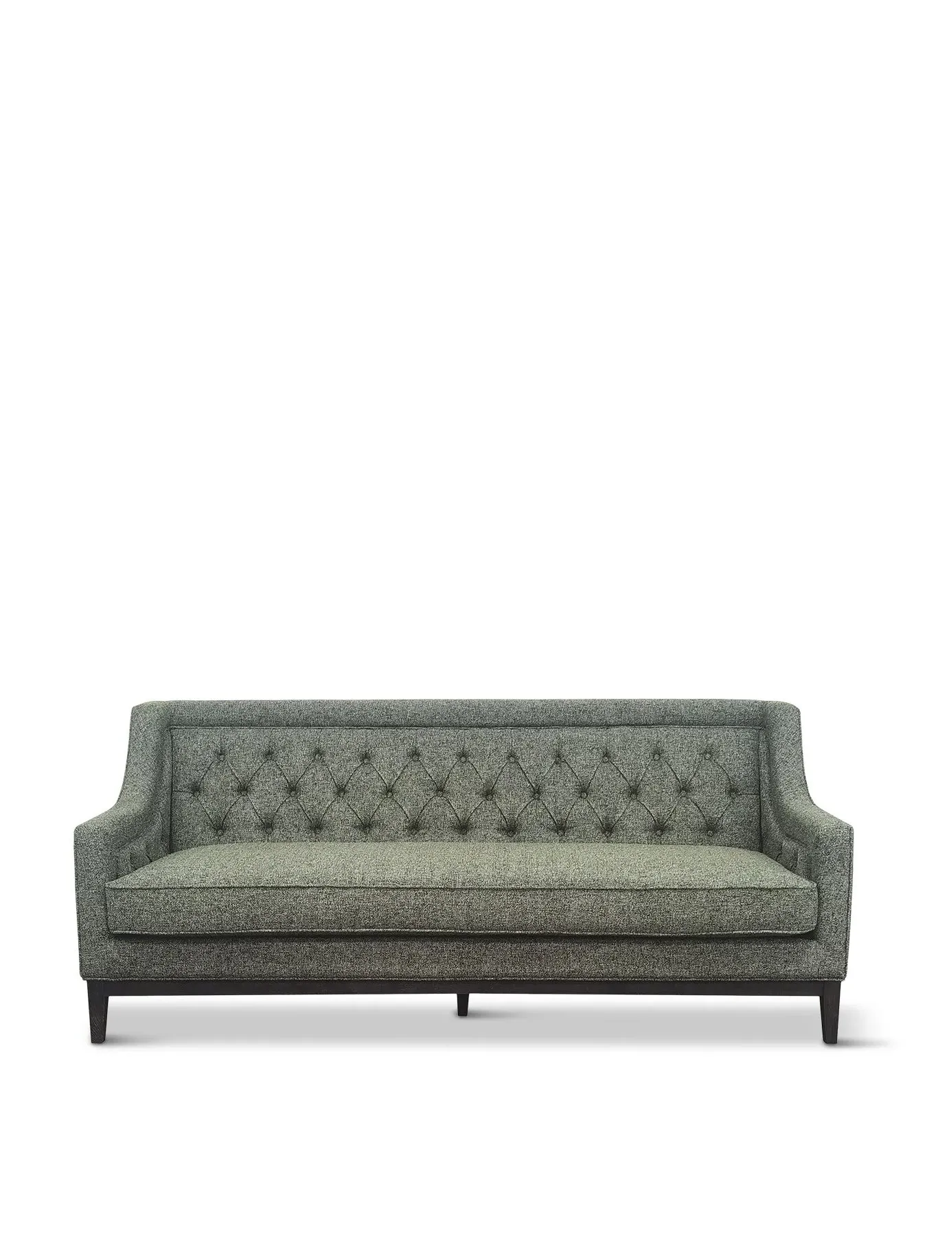 3-Seater Buttoned Sofa - Green, Fabric image