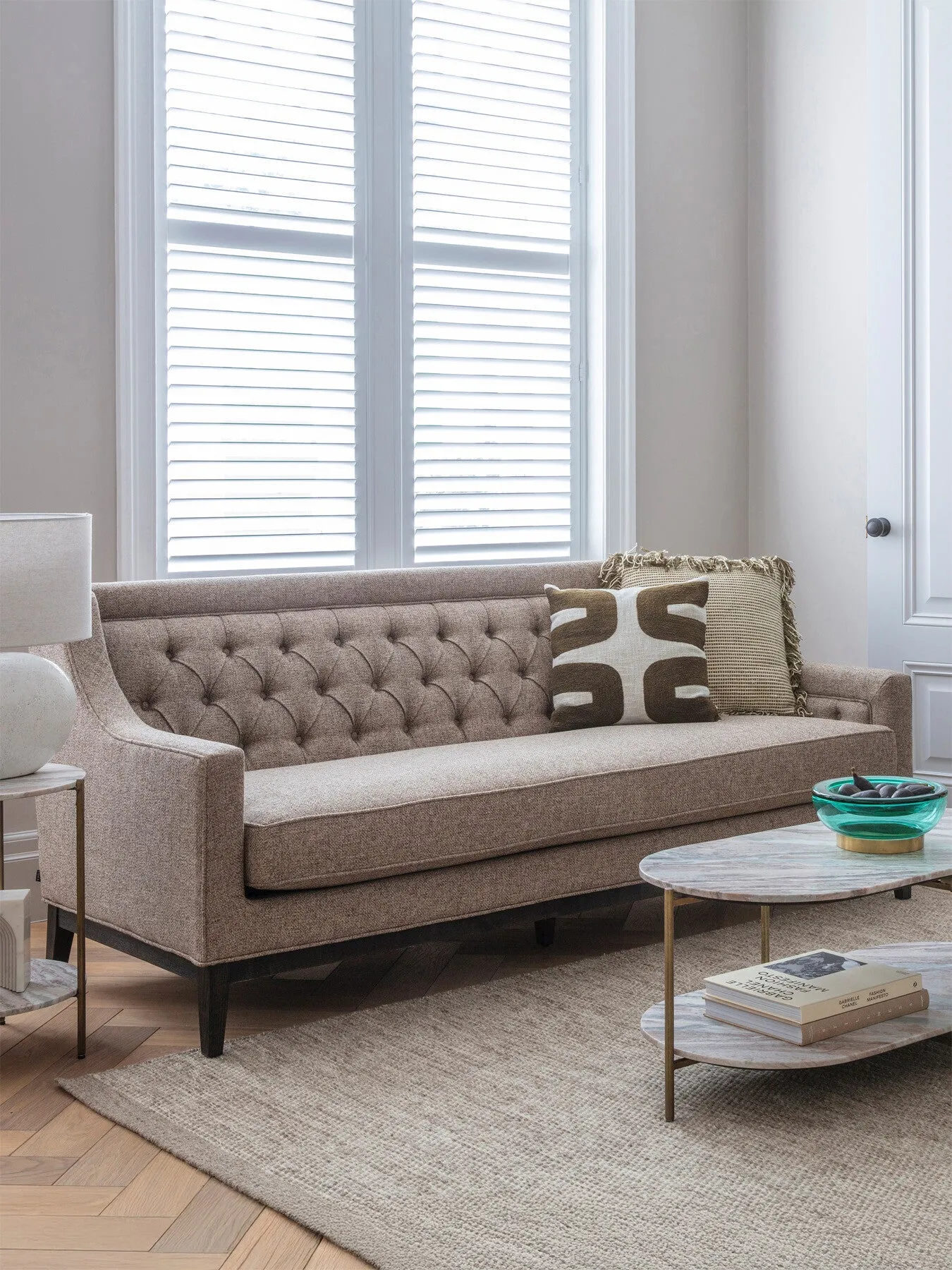 3-Seater Buttoned Sofa - Grey