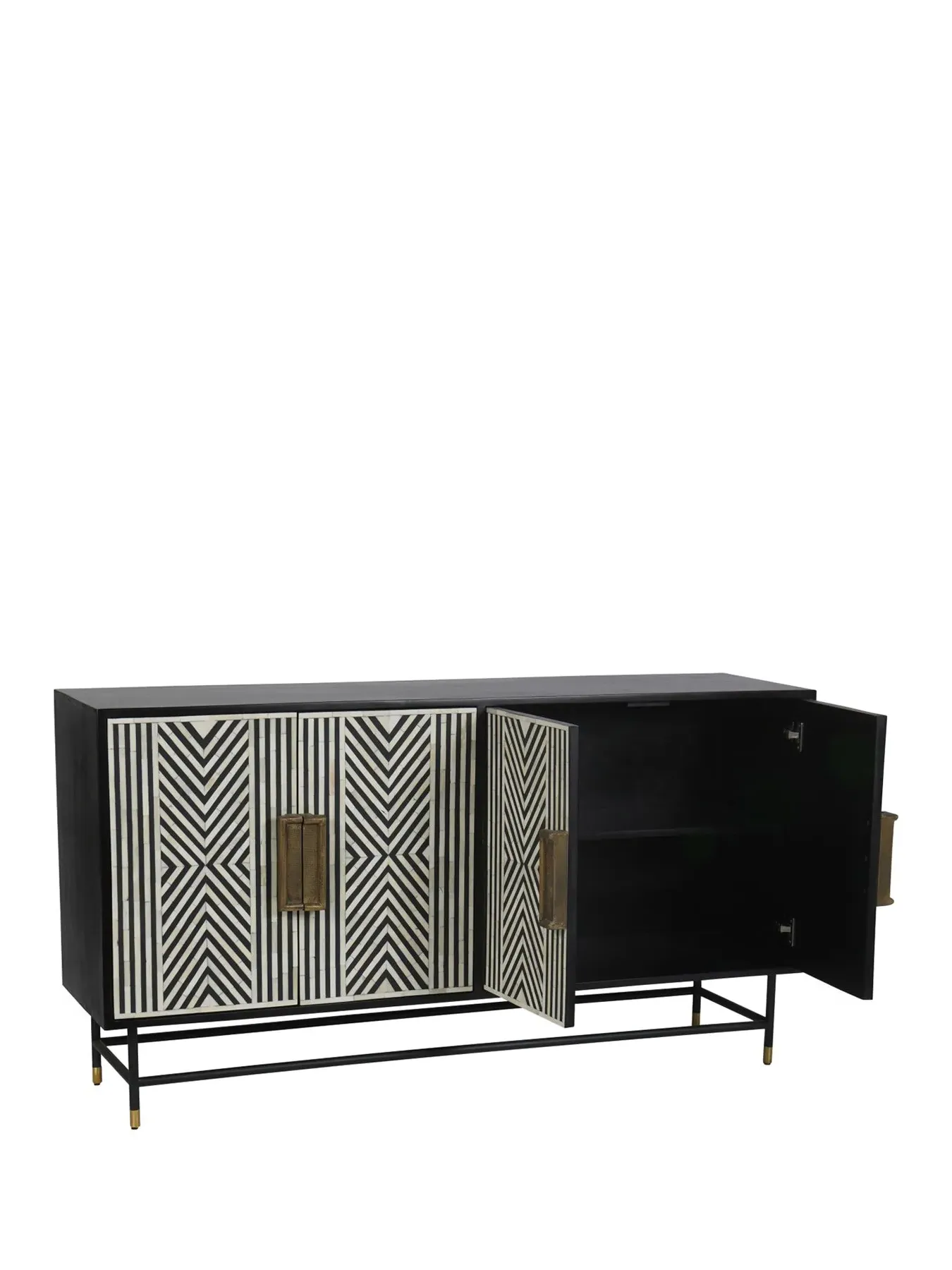 4-Door Buffet Cabinet with Bone Inlay - Black