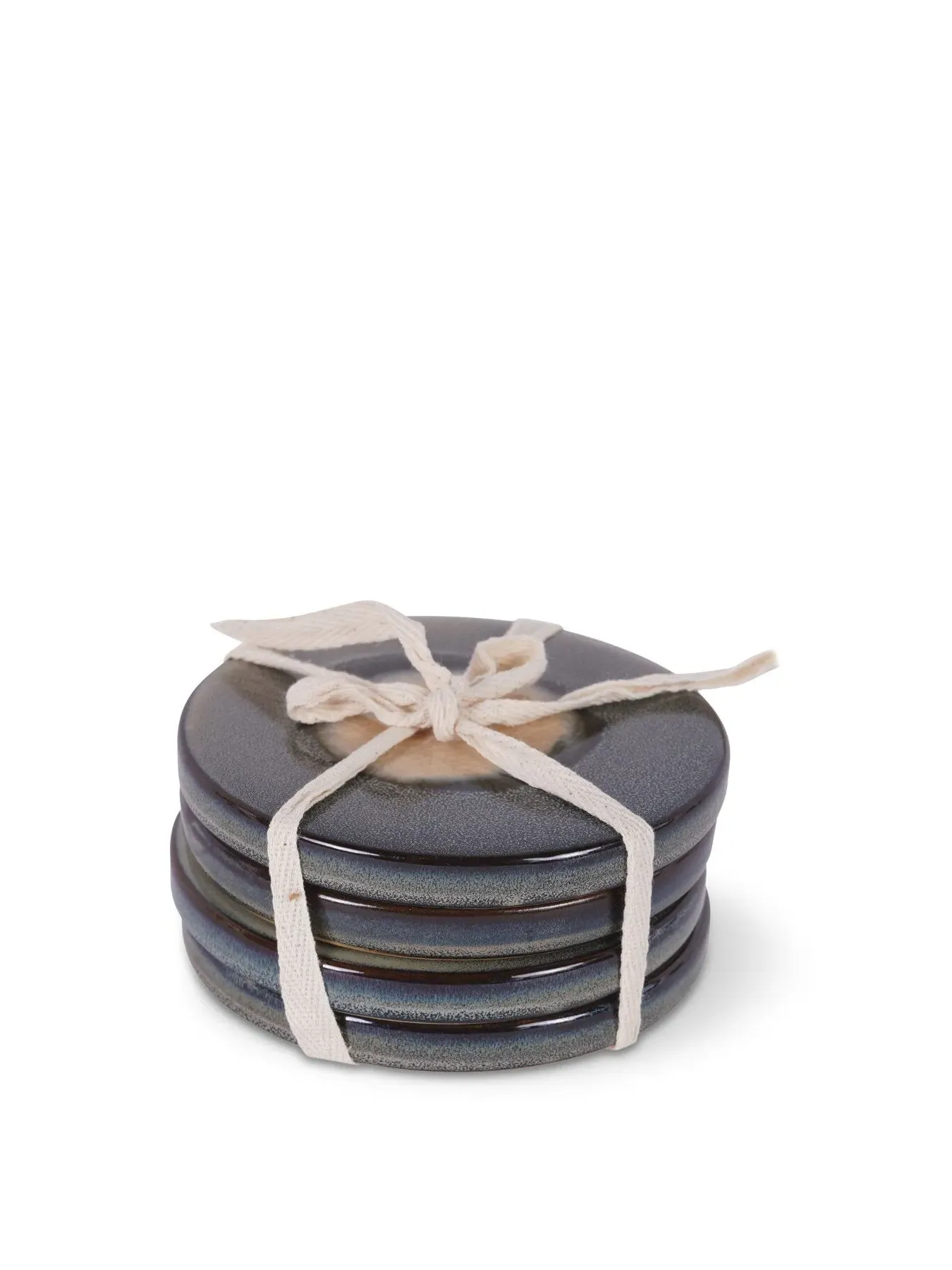 4-Piece Coaster Set - Blue, Reactive Glazed image