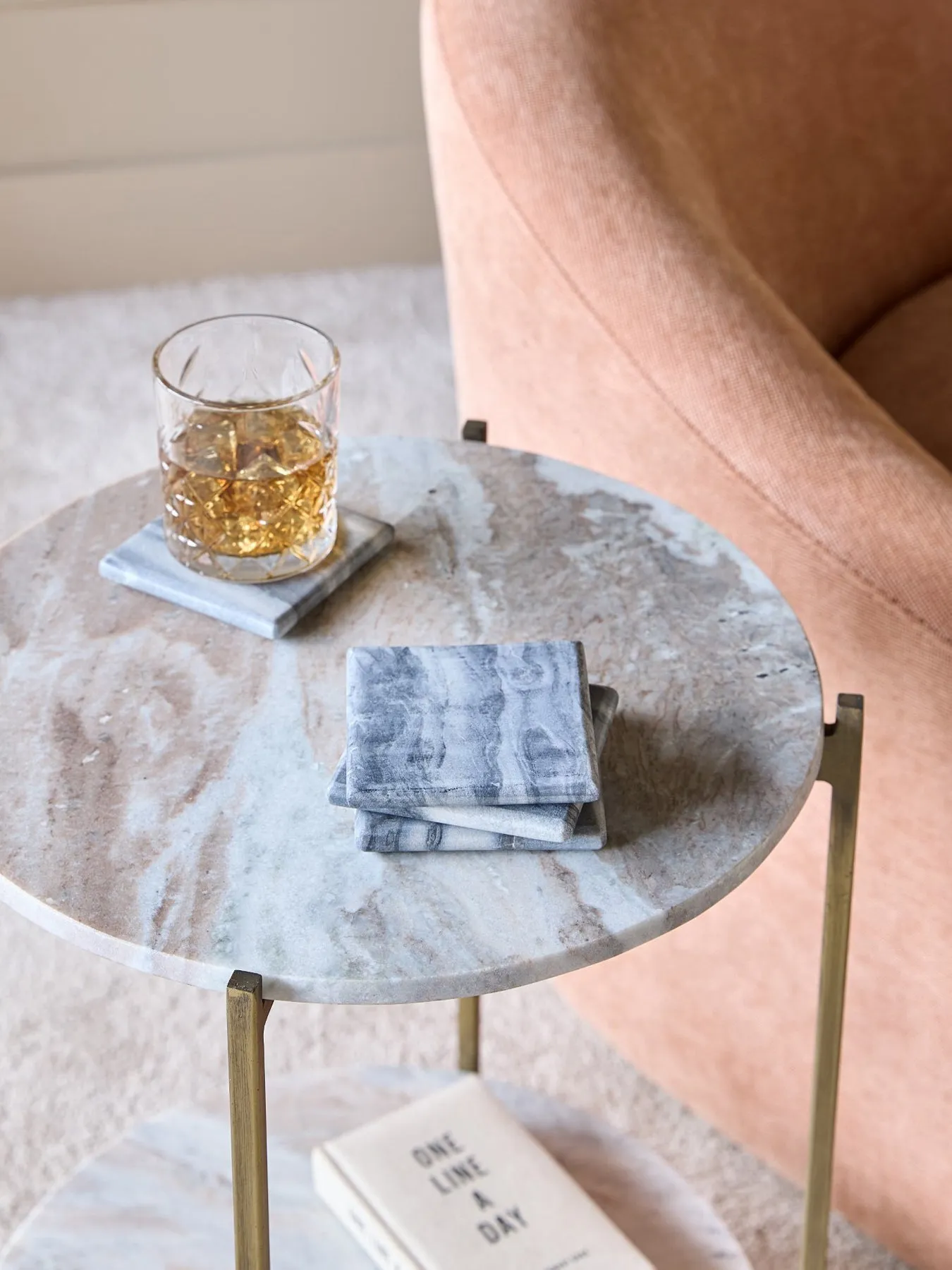 4-Piece Square Coaster Set - Black, Marble