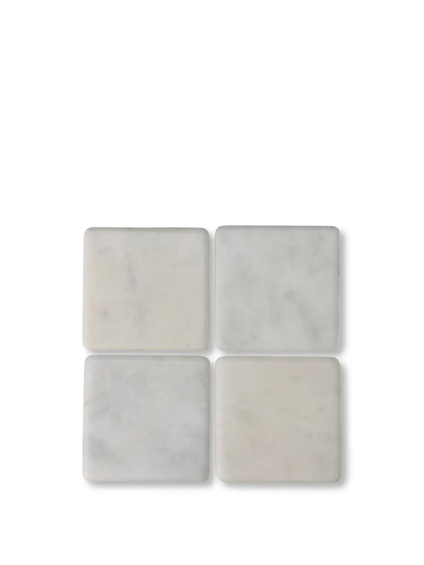4-Piece Square Coaster Set - White, Marble image