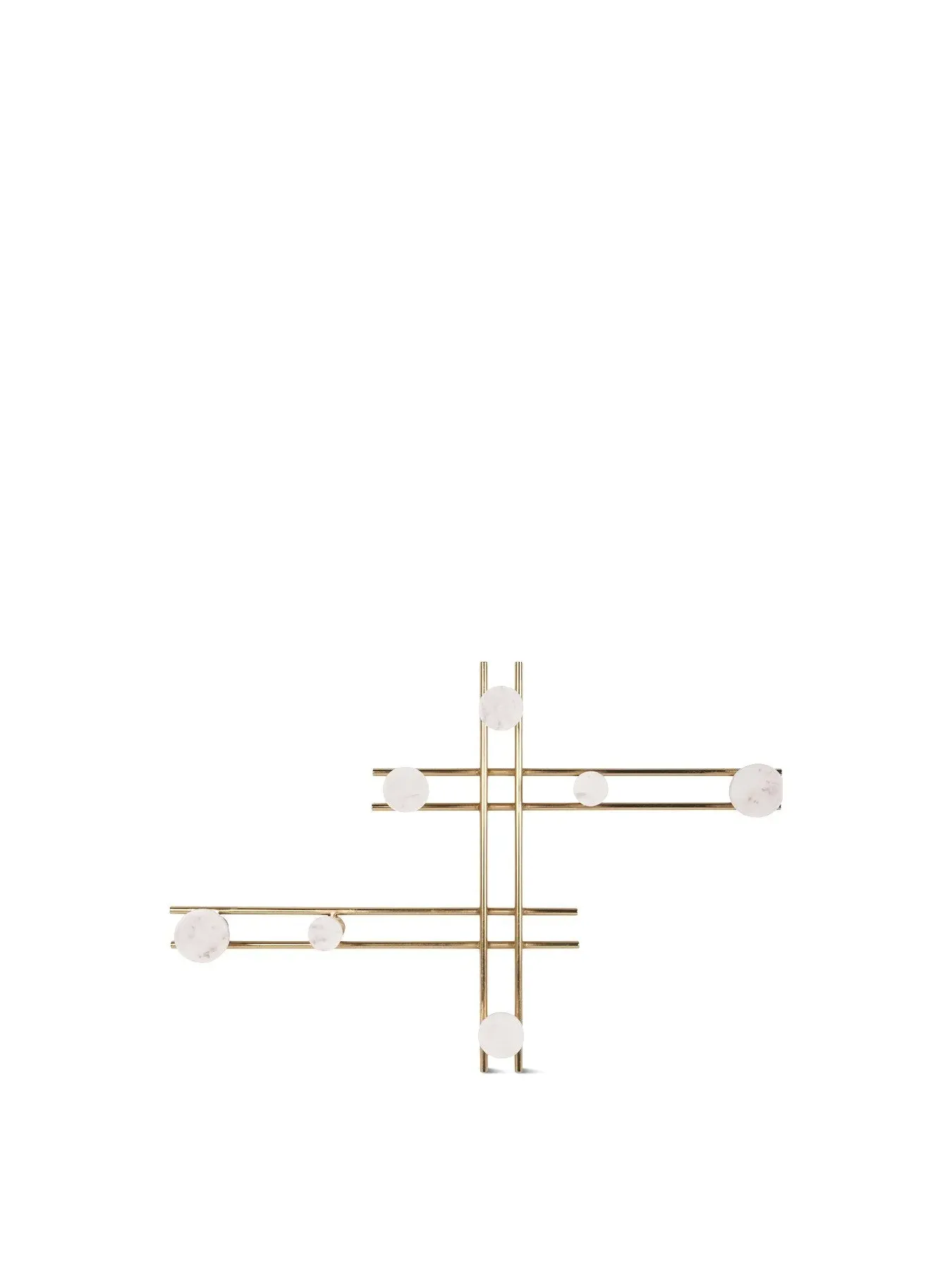 7-Hook Wall Hanger - White, Iron & Marble image