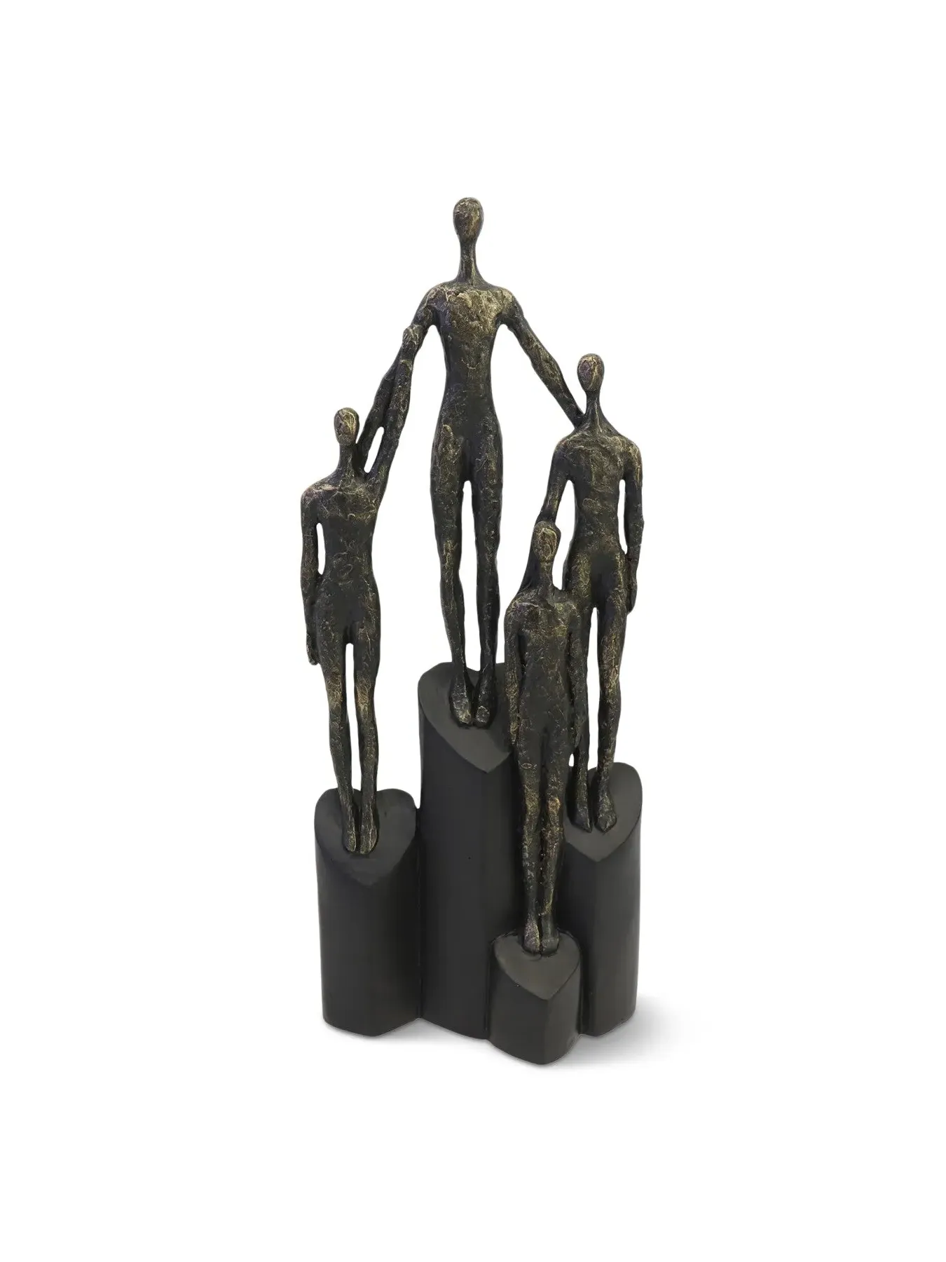 Abstract Family Sculpture on Hearts Plinth - Bronze image