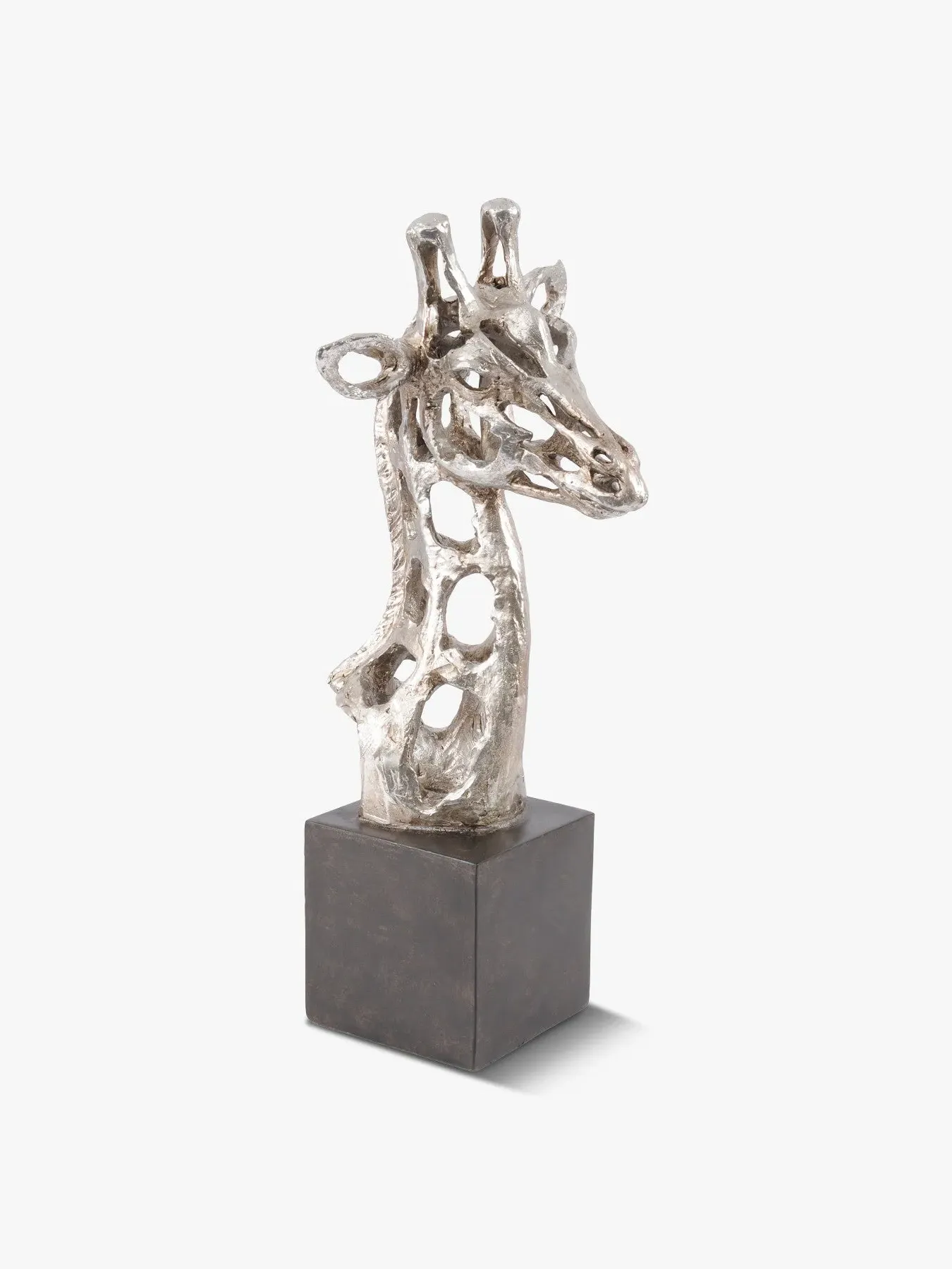 Abstract Giraffe Head Sculpture - Silver, Resin image