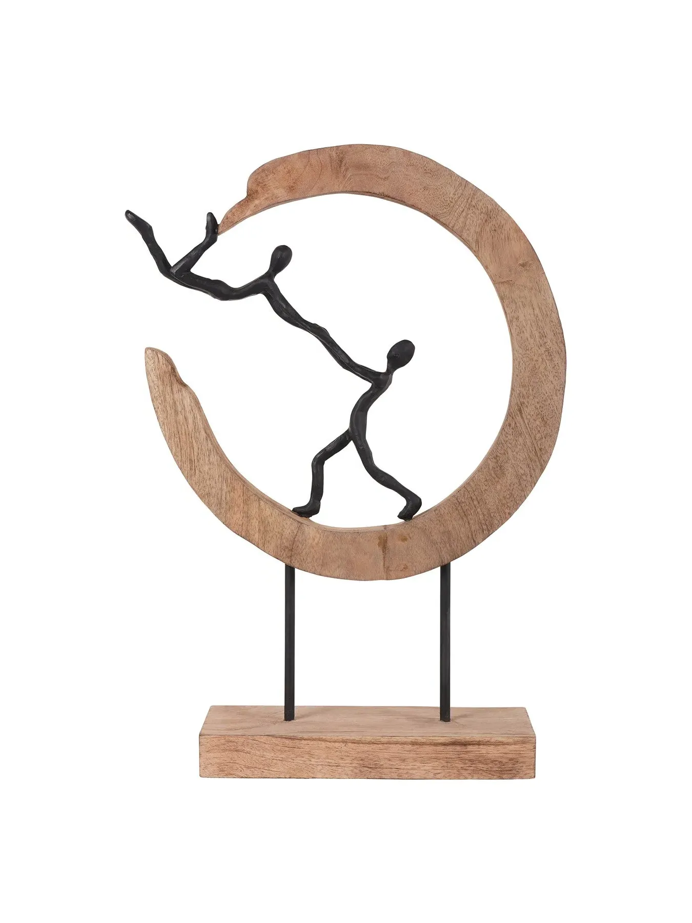 Abstract Human Sculpture on Stand - Black, Wood