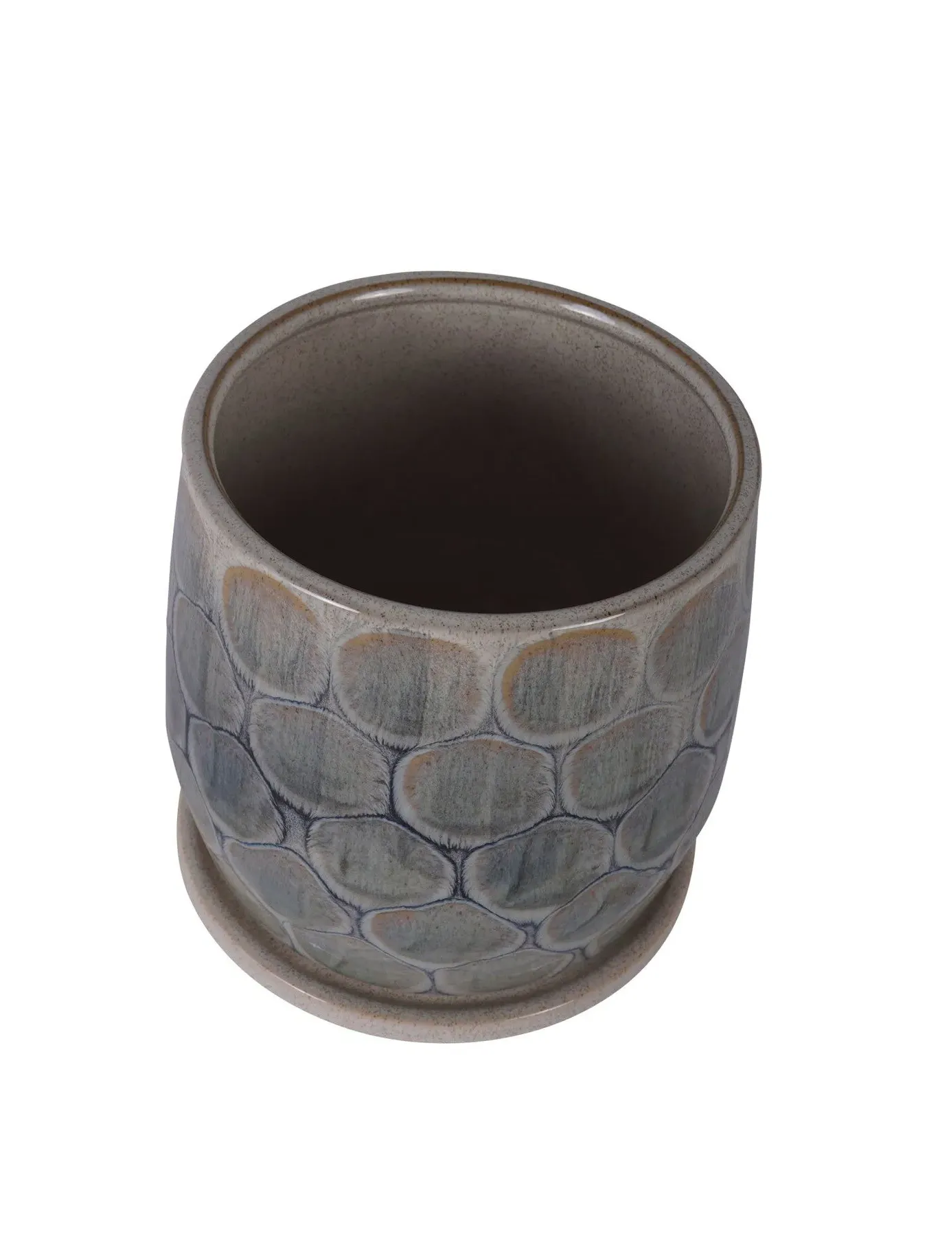Armadillo Ceramic Planter with Base - Blue Grey