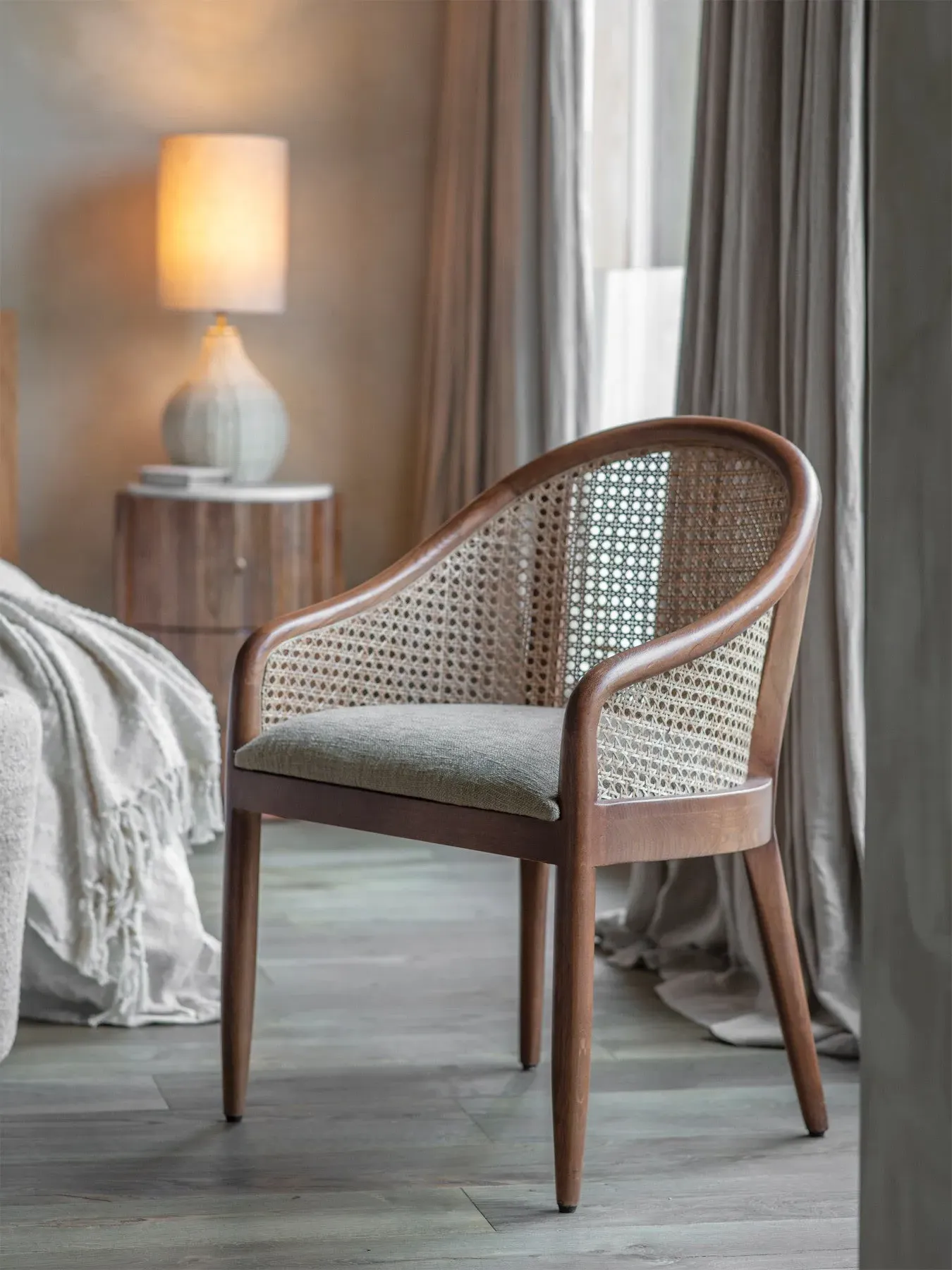 Armchair with Cane Detail - Brown, Oak