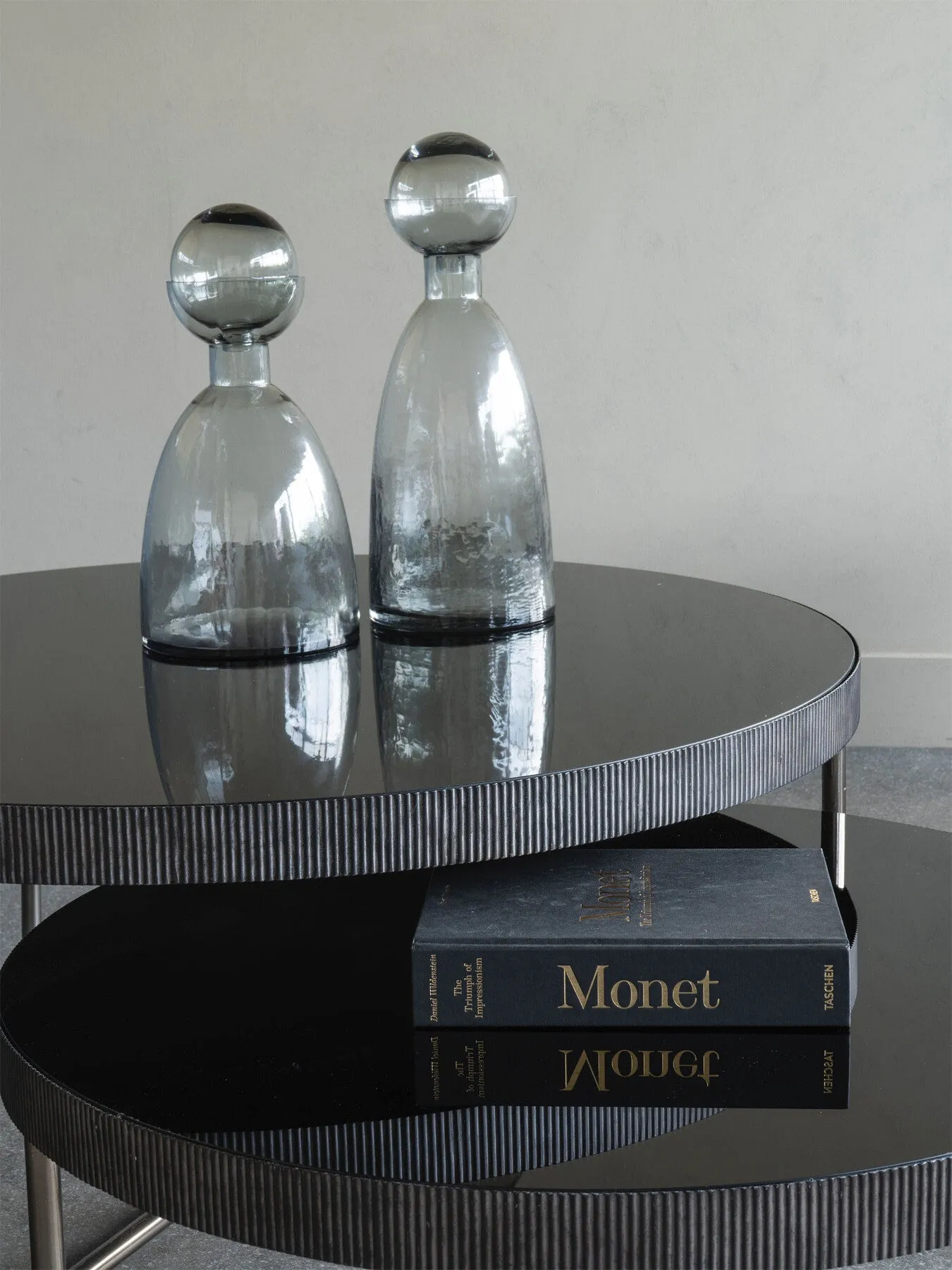 Bottle Vase Smoked Finish - Grey, Glass
